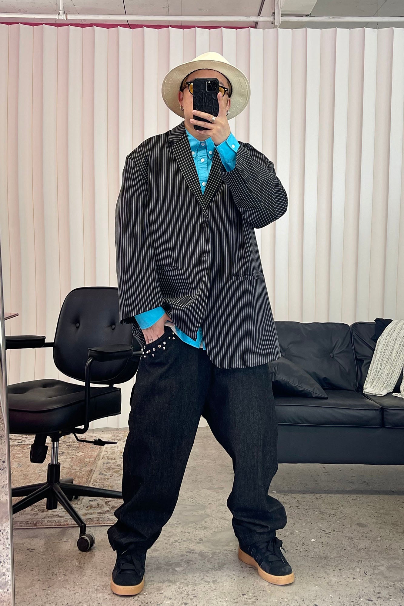 ME DA IGUAL Studded Wide-Leg Denim Pants, premium urban and streetwear designers apparel on PROJECTISR.com, ME DA IGUAL