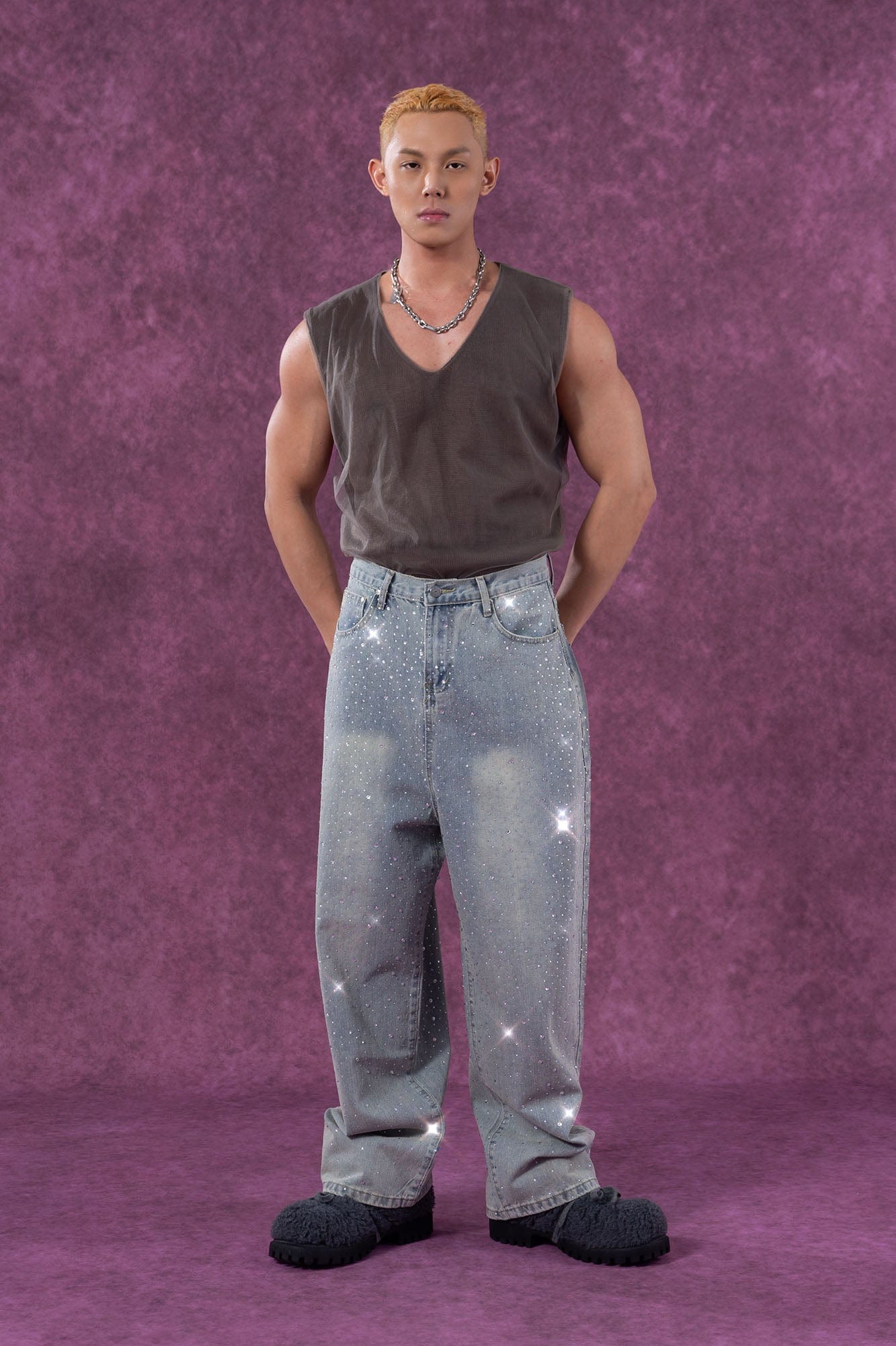 CLP Sheer-Layered V-Neck Oversized Tank Top, premium urban and streetwear designers apparel on PROJECTISR.com, CLP