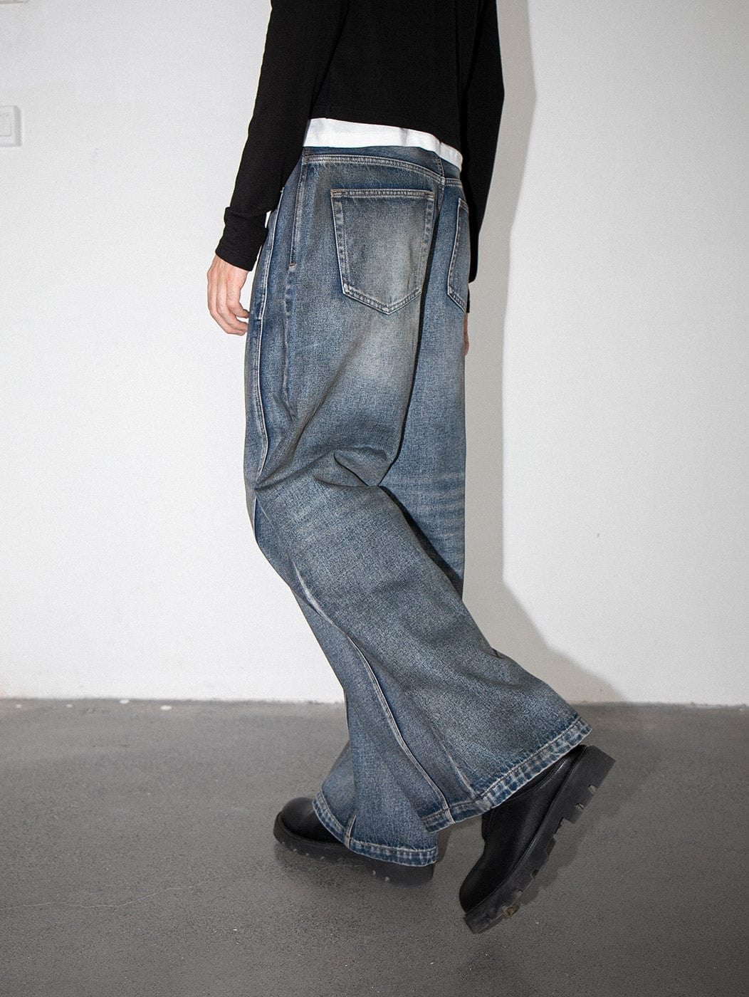 LEONSENSE Side Spliced Washed Oversized Jeans, premium urban and streetwear designers apparel on PROJECTISR.com, LEONSENSE