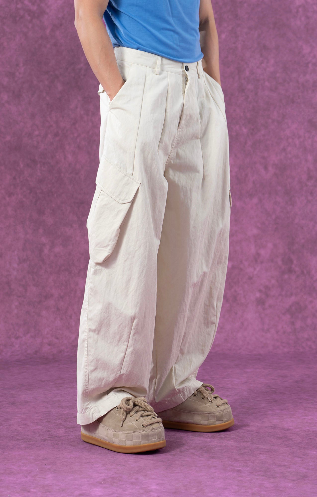 CLP Slanted Pockets Pleated Oversized Pants