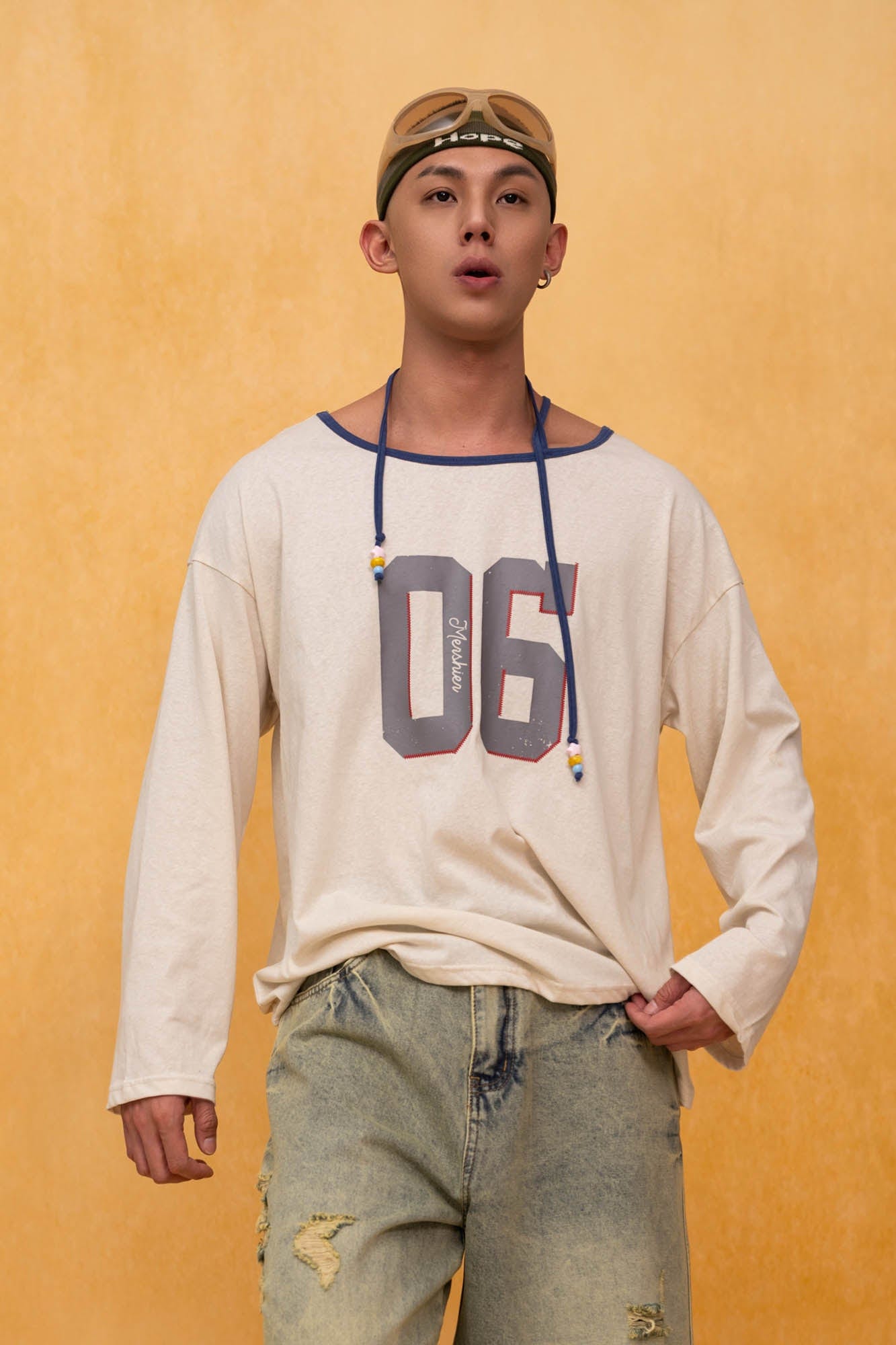 CLP No.06 Drawstring Neck Long-Sleeve Tee, premium urban and streetwear designers apparel on PROJECTISR.com, CLP