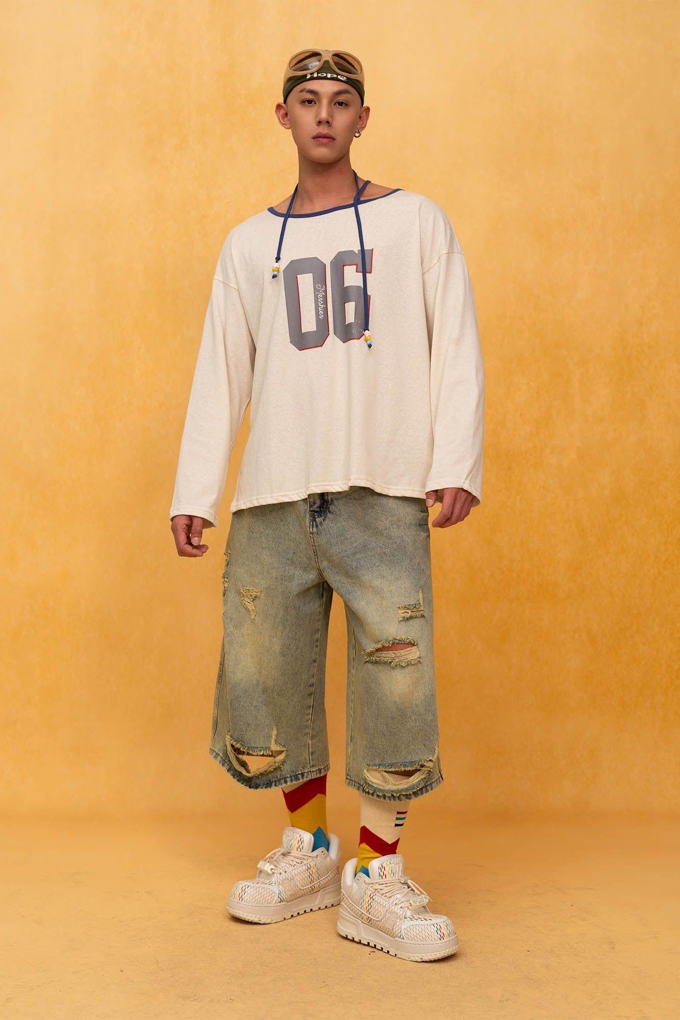 CLP Washed Ripped Knee-Length Denim Shorts, premium urban and streetwear designers apparel on PROJECTISR.com, CLP
