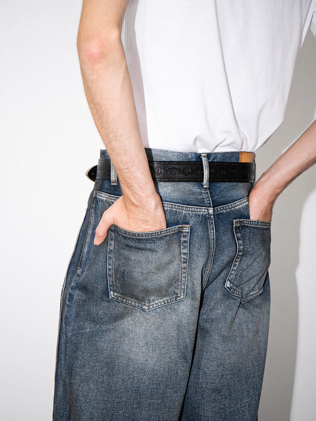 LEONSENSE Side Spliced Washed Oversized Jeans, premium urban and streetwear designers apparel on PROJECTISR.com, LEONSENSE