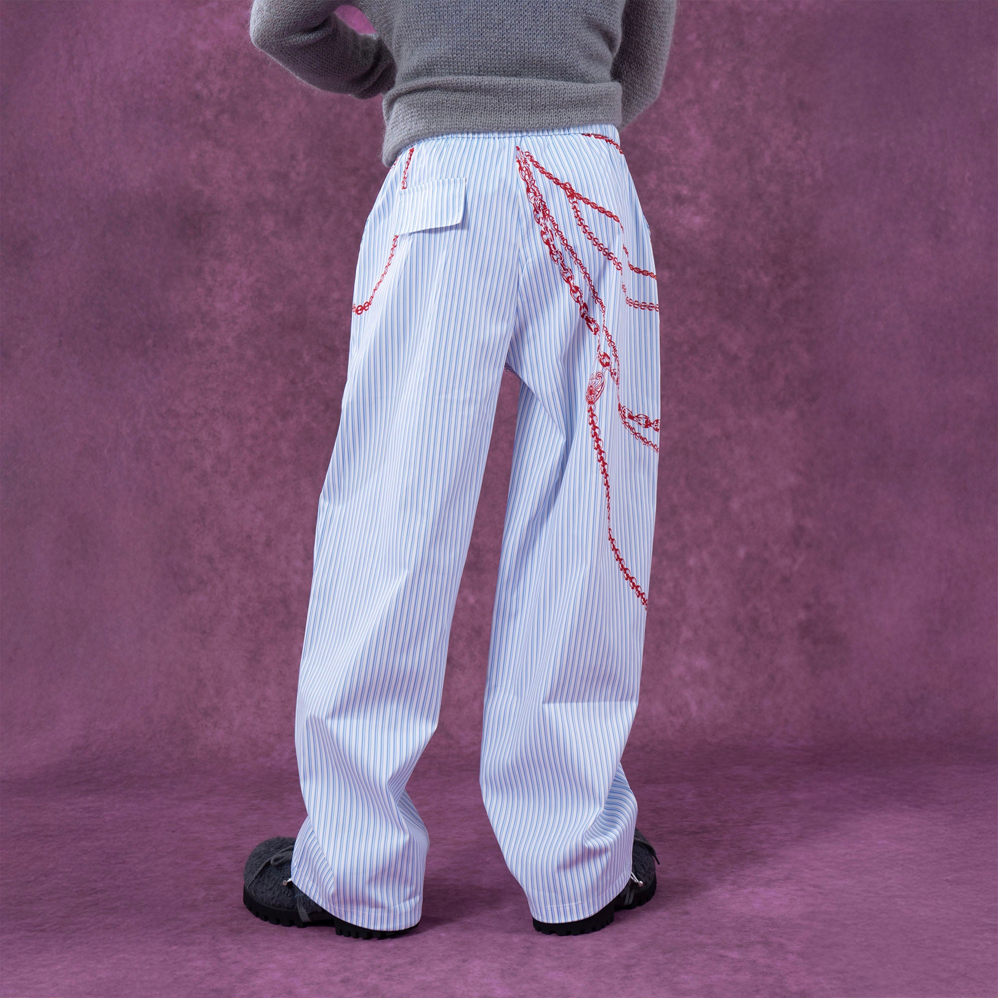 CLP Charm Graphic Striped Drawstring Pants