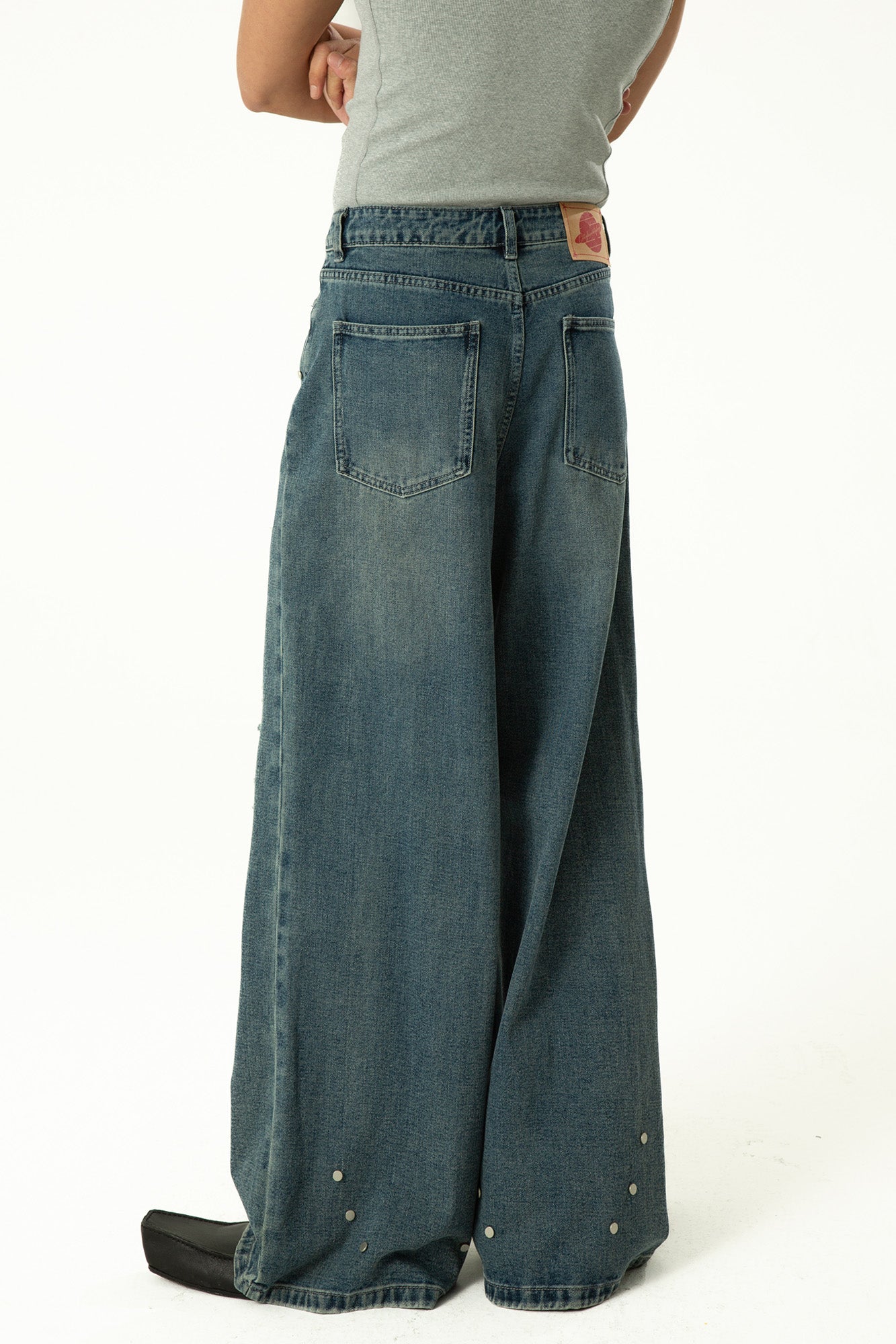 CLP Retro Washed Distressed Rivet Jeans, premium urban and streetwear designers apparel on PROJECTISR.com, CLP