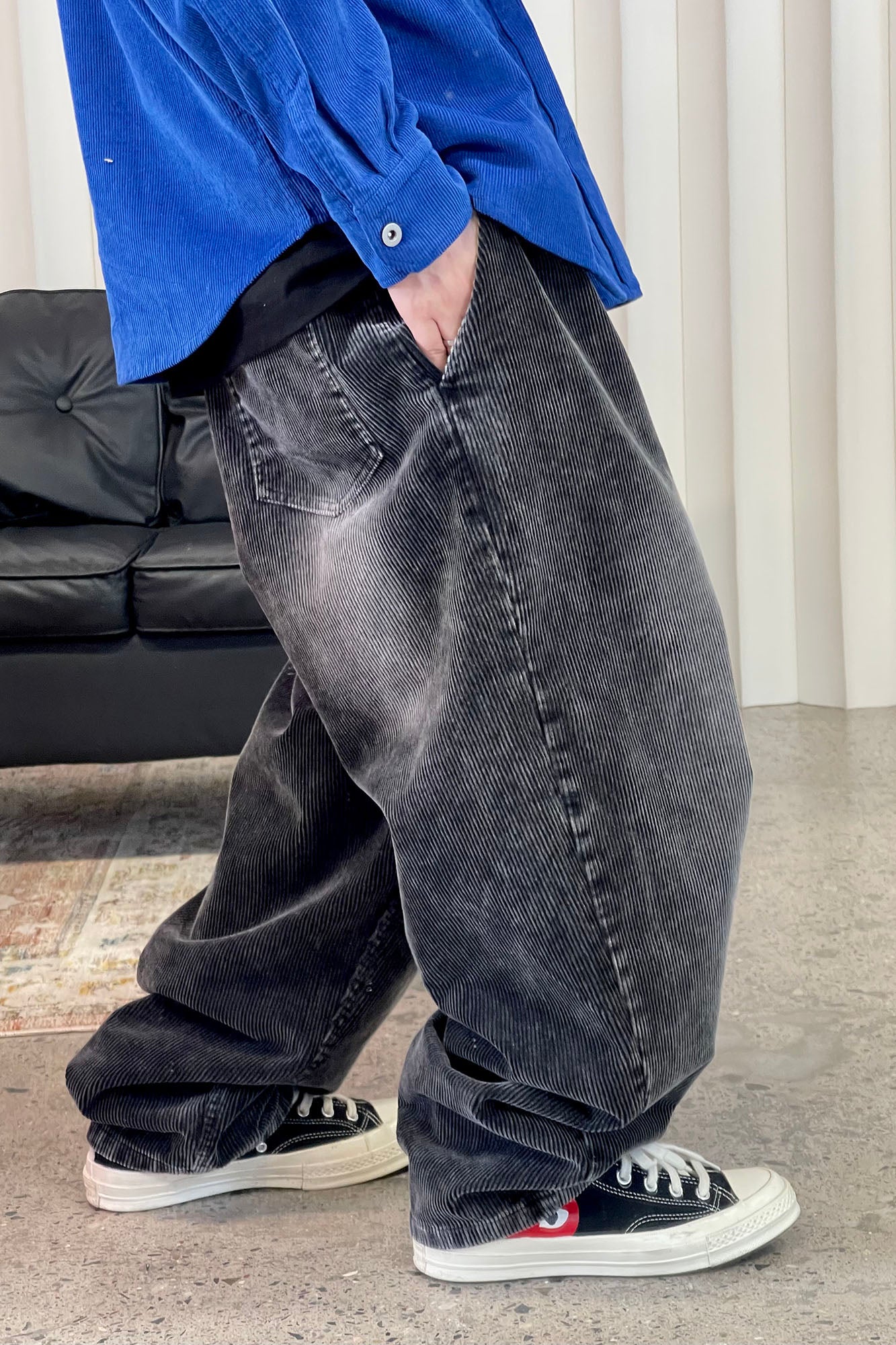 ME DA IGUAL Washed Corduroy Wide-Leg Pants
