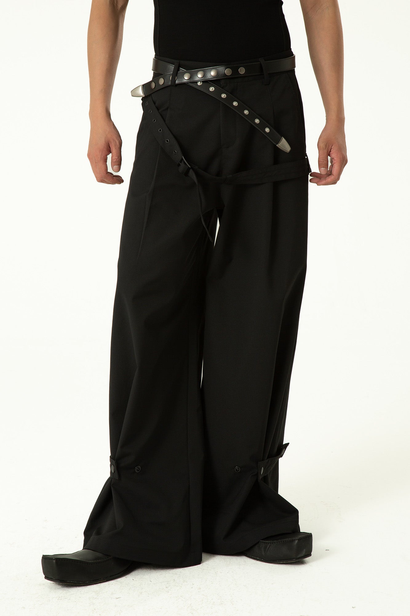 CLP Draped Wide-Leg Belted Pants, premium urban and streetwear designers apparel on PROJECTISR.com, CLP