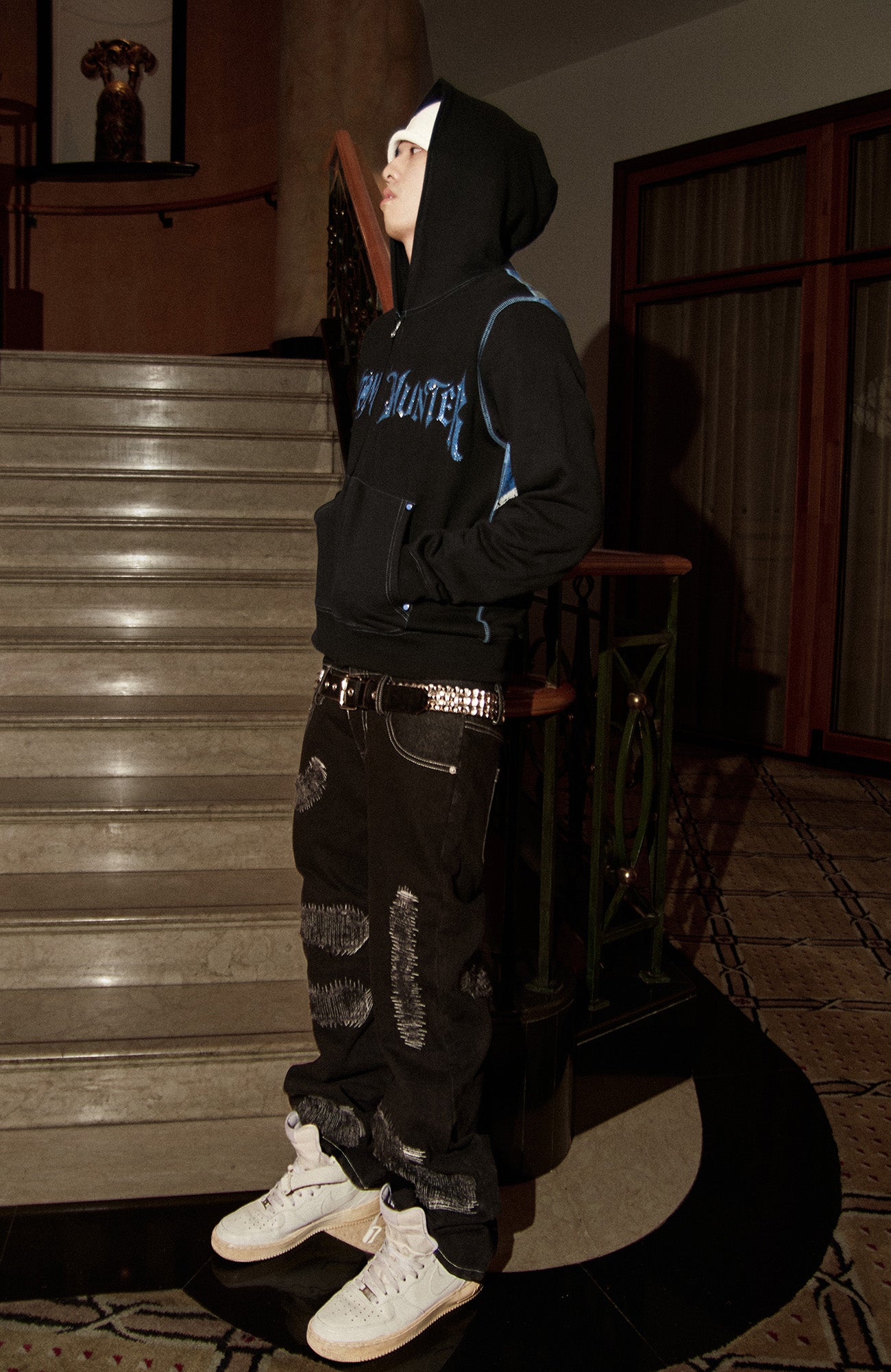 PHANTOMHUNTER Diamond Graphic Cropped Zip Hoodie, premium urban and streetwear designers apparel on PROJECTISR.com, PHANTOMHUNTER