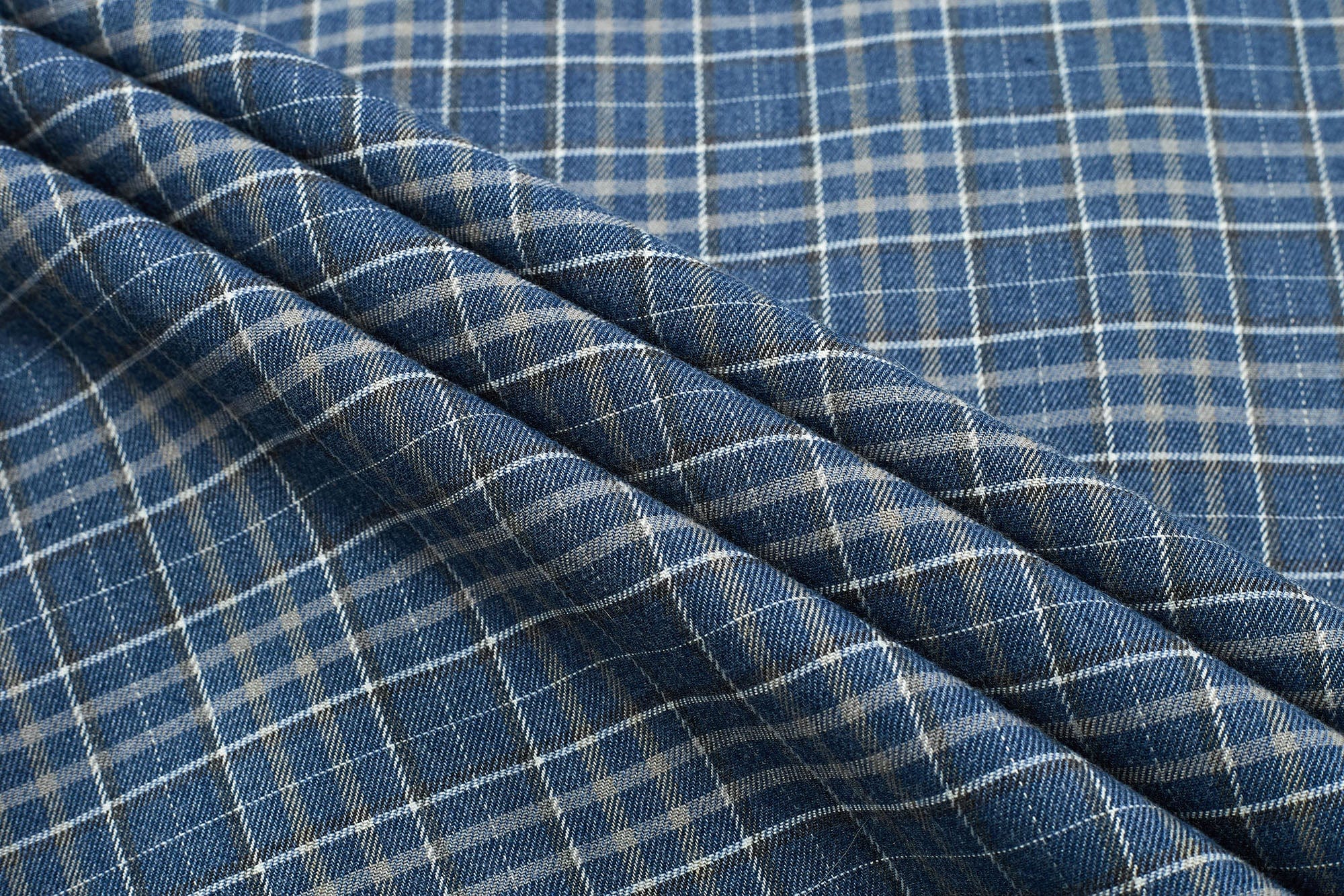 ESAIAS Plaid Layered Raw-Edge Half Shirt Blue, premium urban and streetwear designers apparel on PROJECTISR.com, ESAIAS
