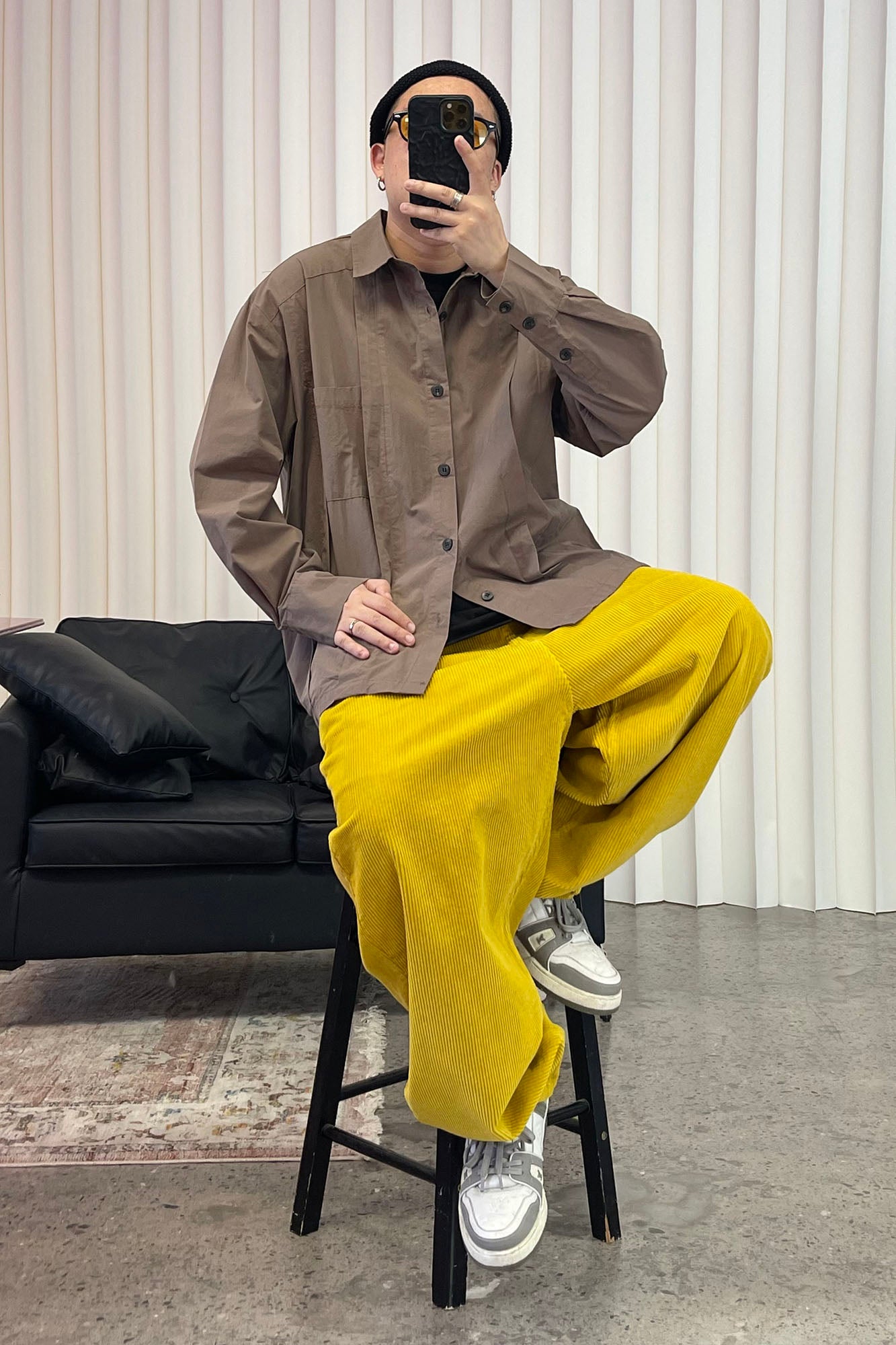 ME DA IGUAL Corduroy Pleated Wide-Leg Trousers