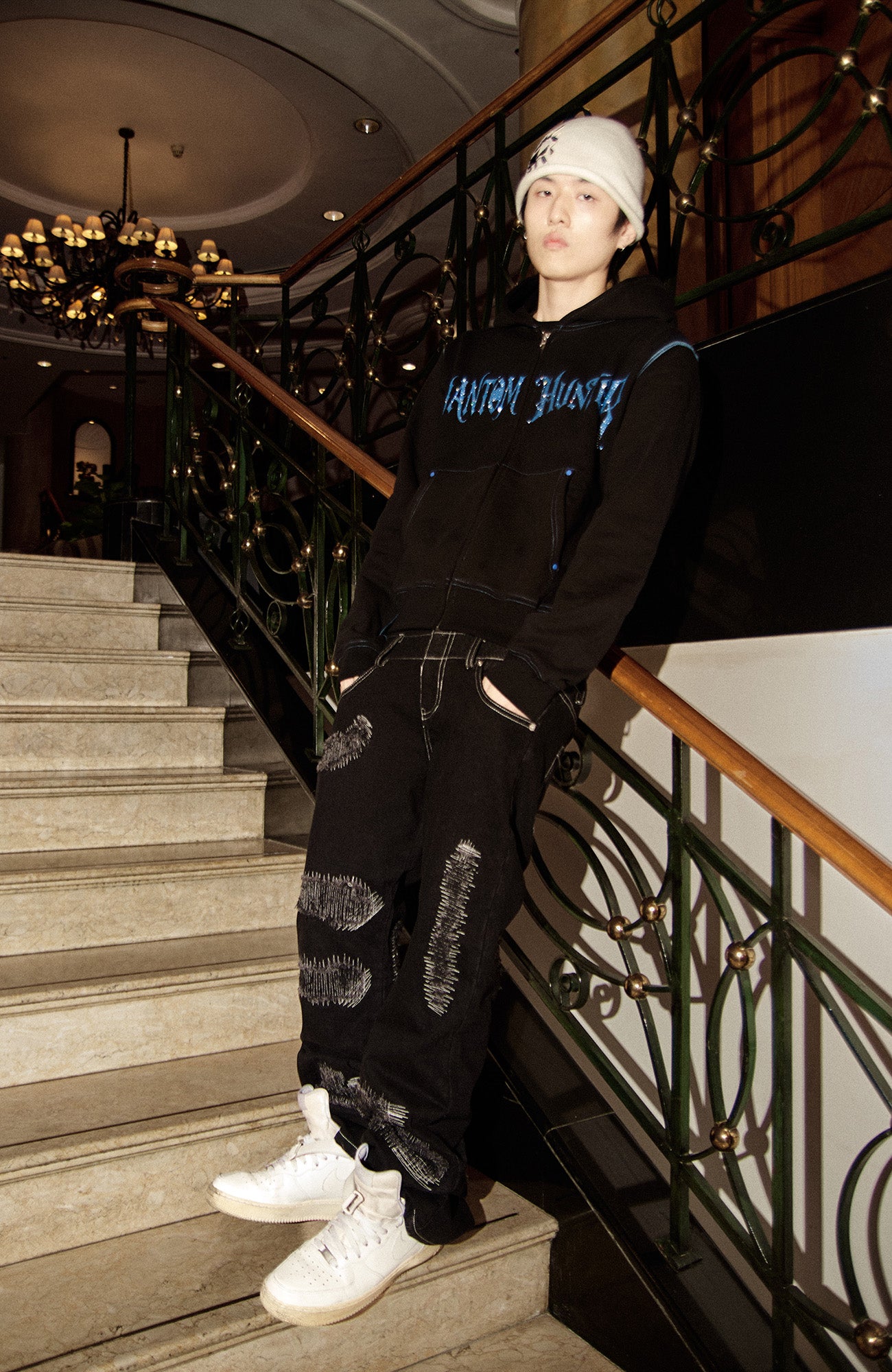 PHANTOMHUNTER Diamond Graphic Cropped Zip Hoodie, premium urban and streetwear designers apparel on PROJECTISR.com, PHANTOMHUNTER