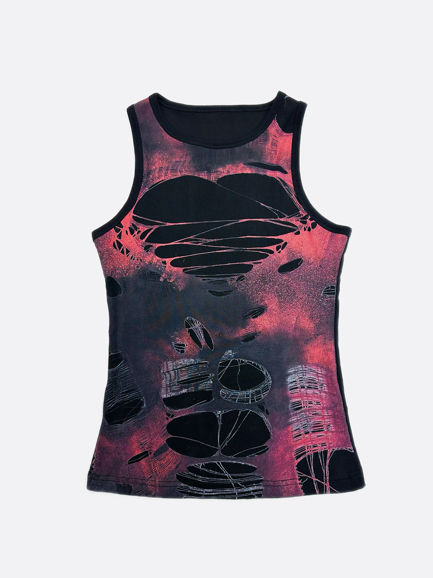 KADAKADA Distressed Graphic Ribbed Tank Top, premium urban and streetwear designers apparel on PROJECTISR.com, KADAKADA