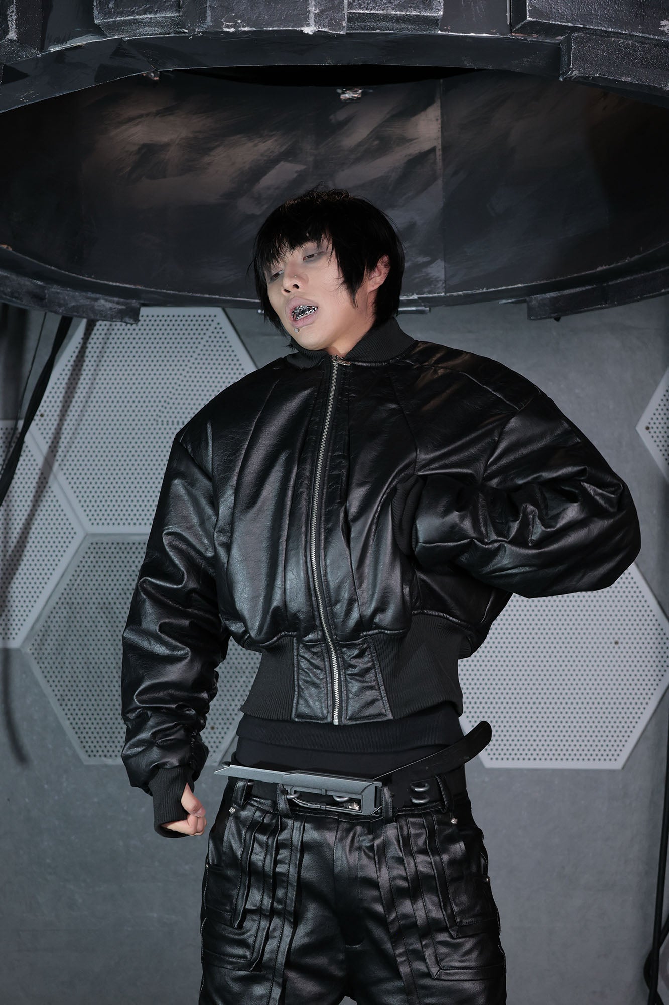 SSIN7 Panel Cinched Bomber Jacket