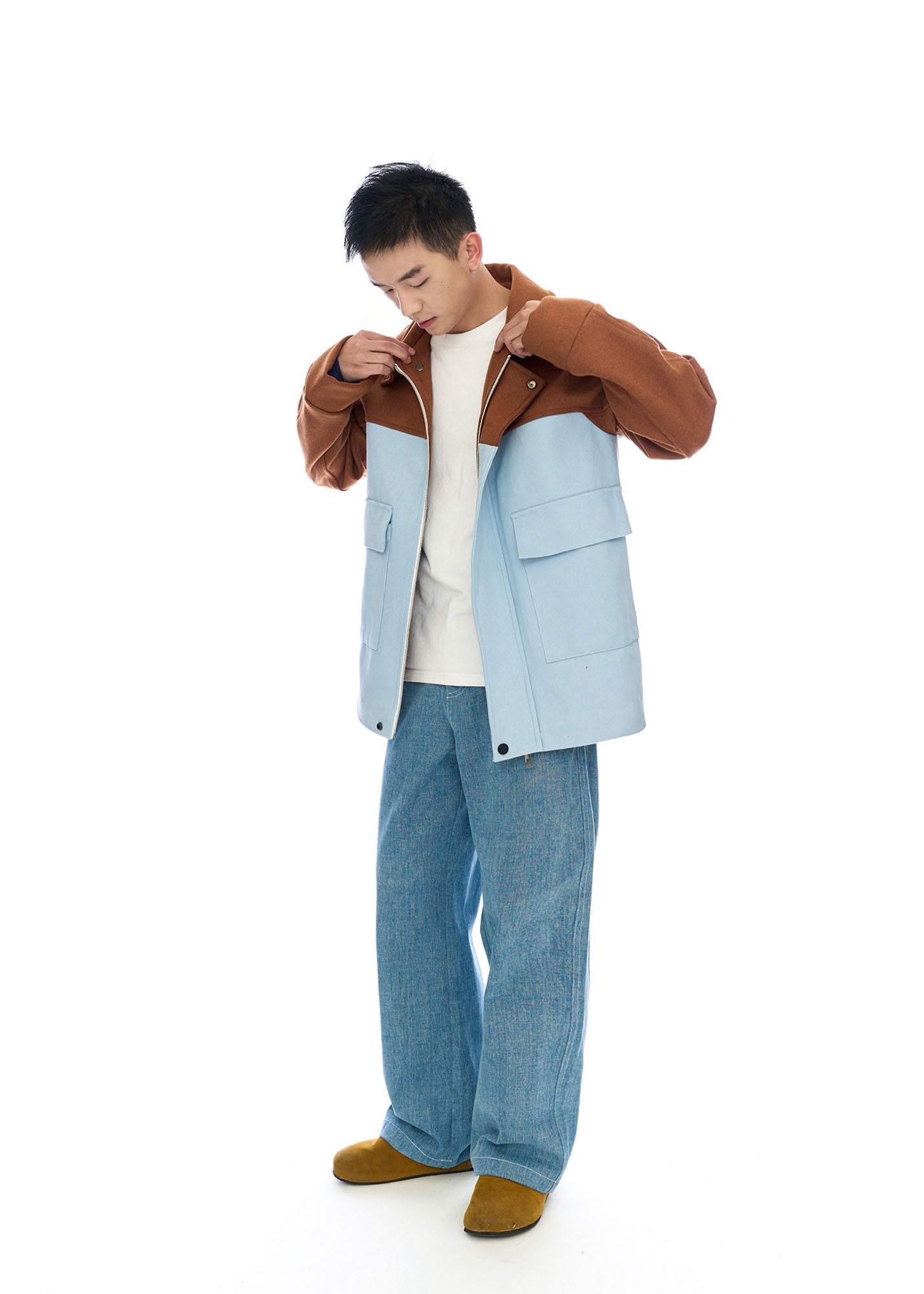 WIID Contrast Panel Wool-Blend Jacket, premium urban and streetwear designers apparel on PROJECTISR.com, WIID