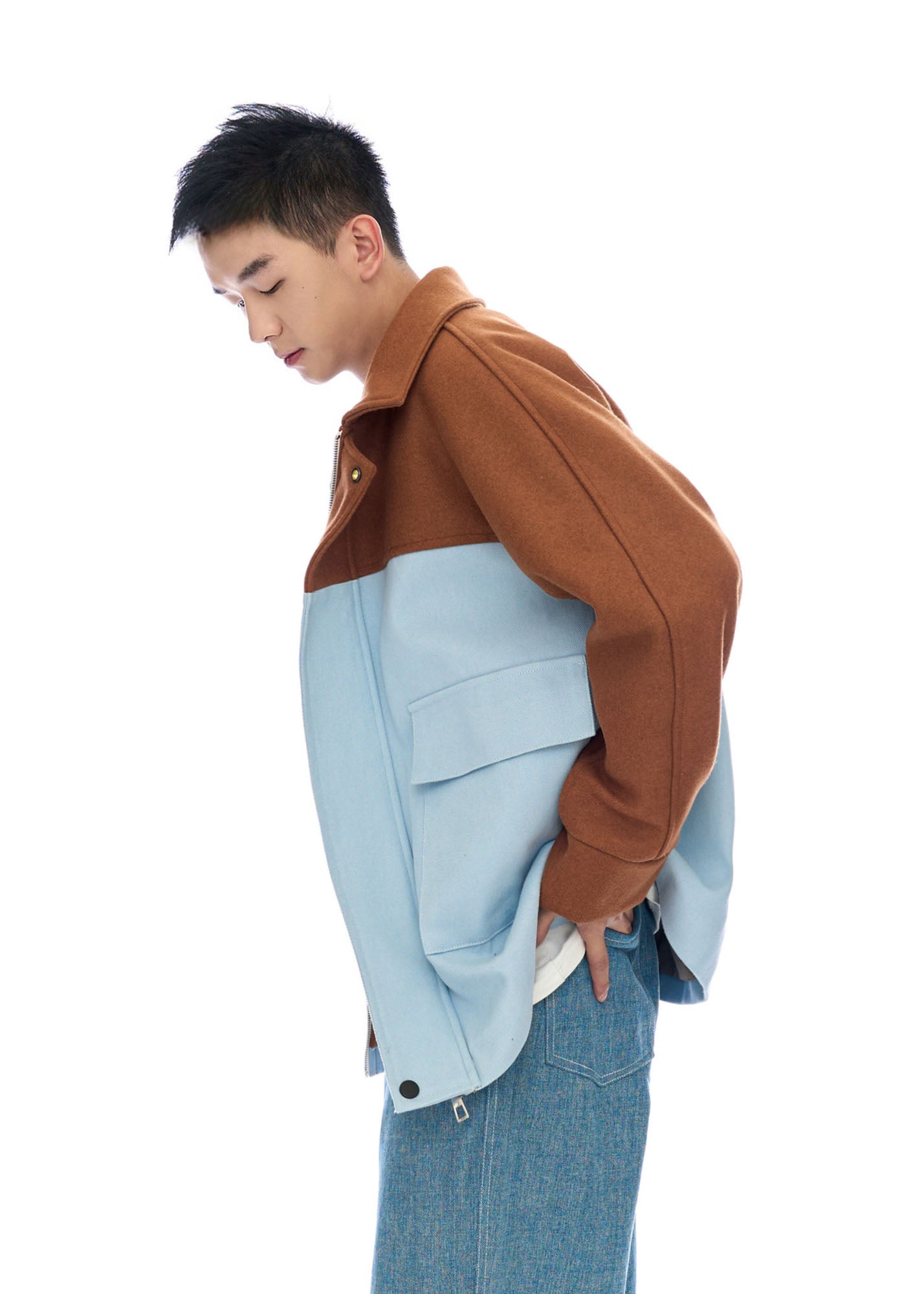 WIID Contrast Panel Wool-Blend Jacket, premium urban and streetwear designers apparel on PROJECTISR.com, WIID