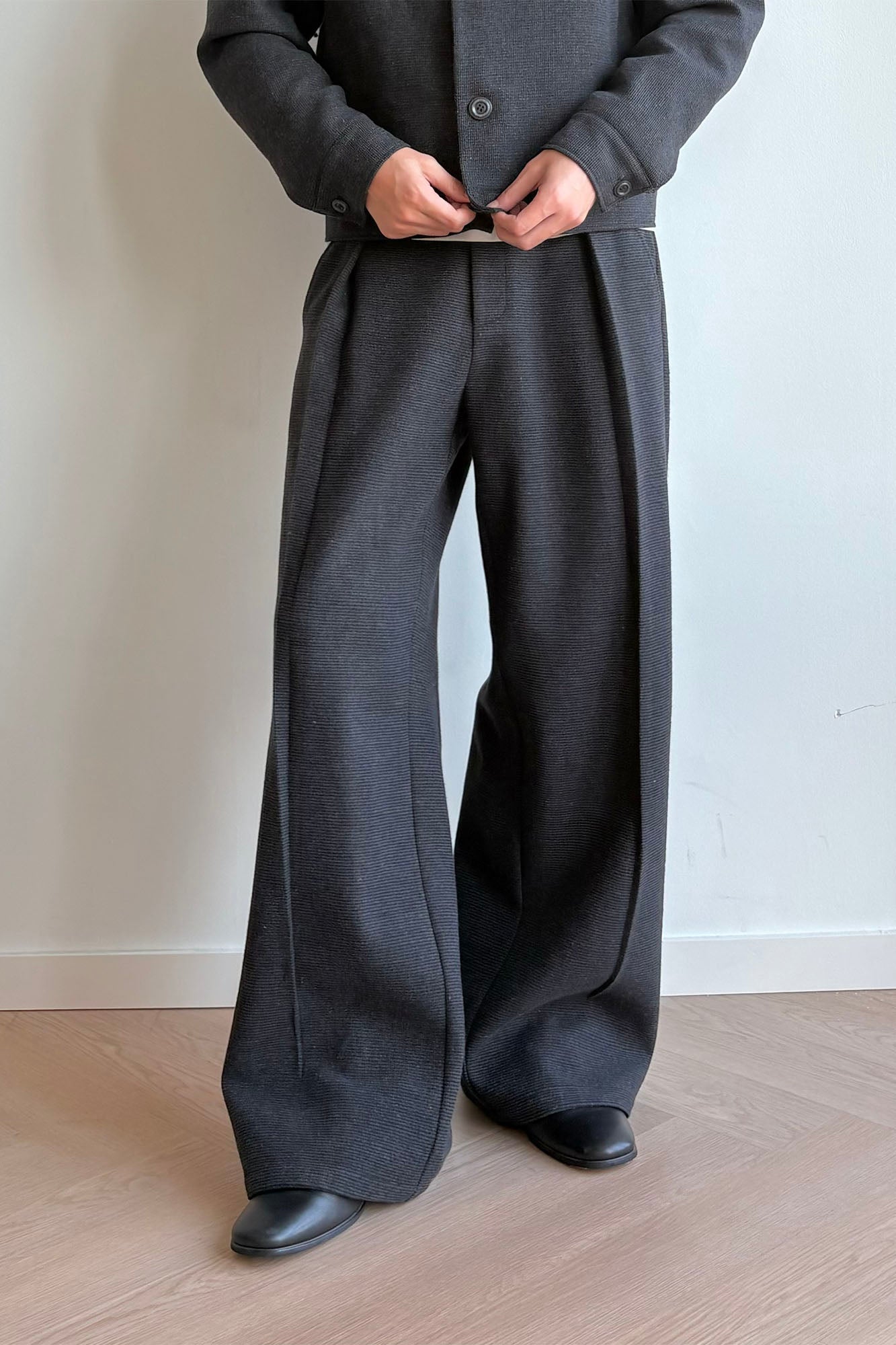 KREATE Mini Houndstooth Pleated Wide-Leg Trousers
