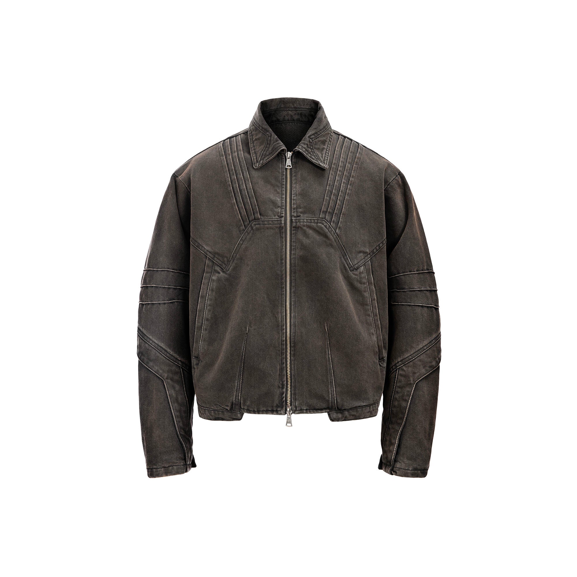 CATSSTAC Washed Paneled Seam Denim Jacket, premium urban and streetwear designers apparel on PROJECTISR.com, CATSSTAC