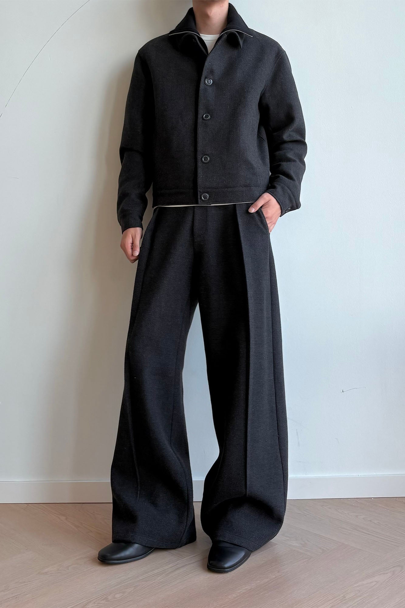 KREATE Mini Houndstooth Pleated Wide-Leg Trousers