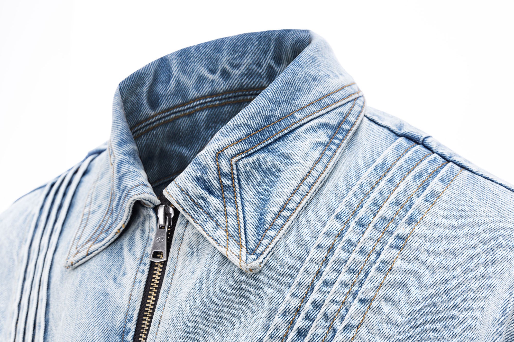 CATSSTAC Washed Paneled Seam Denim Jacket, premium urban and streetwear designers apparel on PROJECTISR.com, CATSSTAC