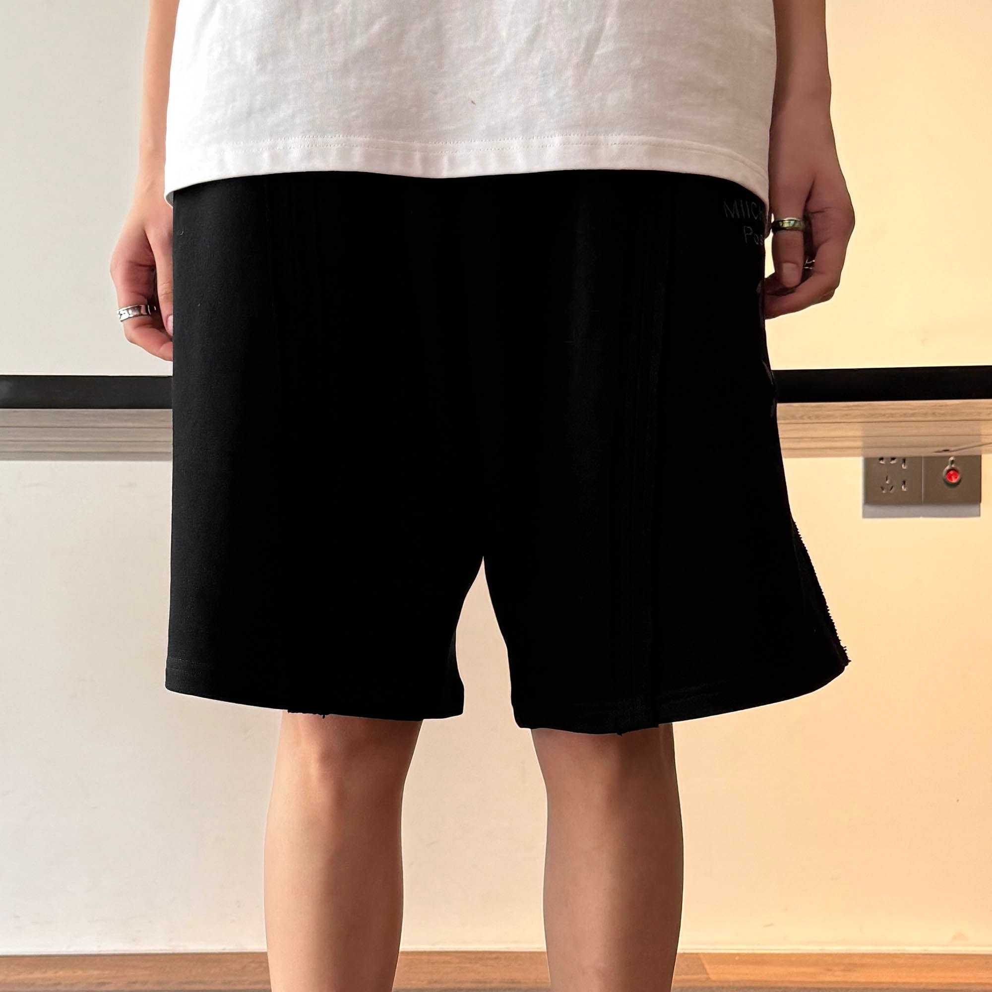 MIICHOUS Frayed Spliced Elastic Shorts, premium urban and streetwear designers apparel on PROJECTISR.com, Miichous