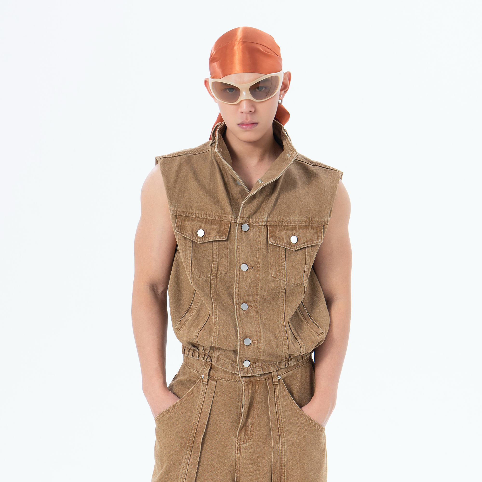 CLP Retro Stand Collar Denim Vest