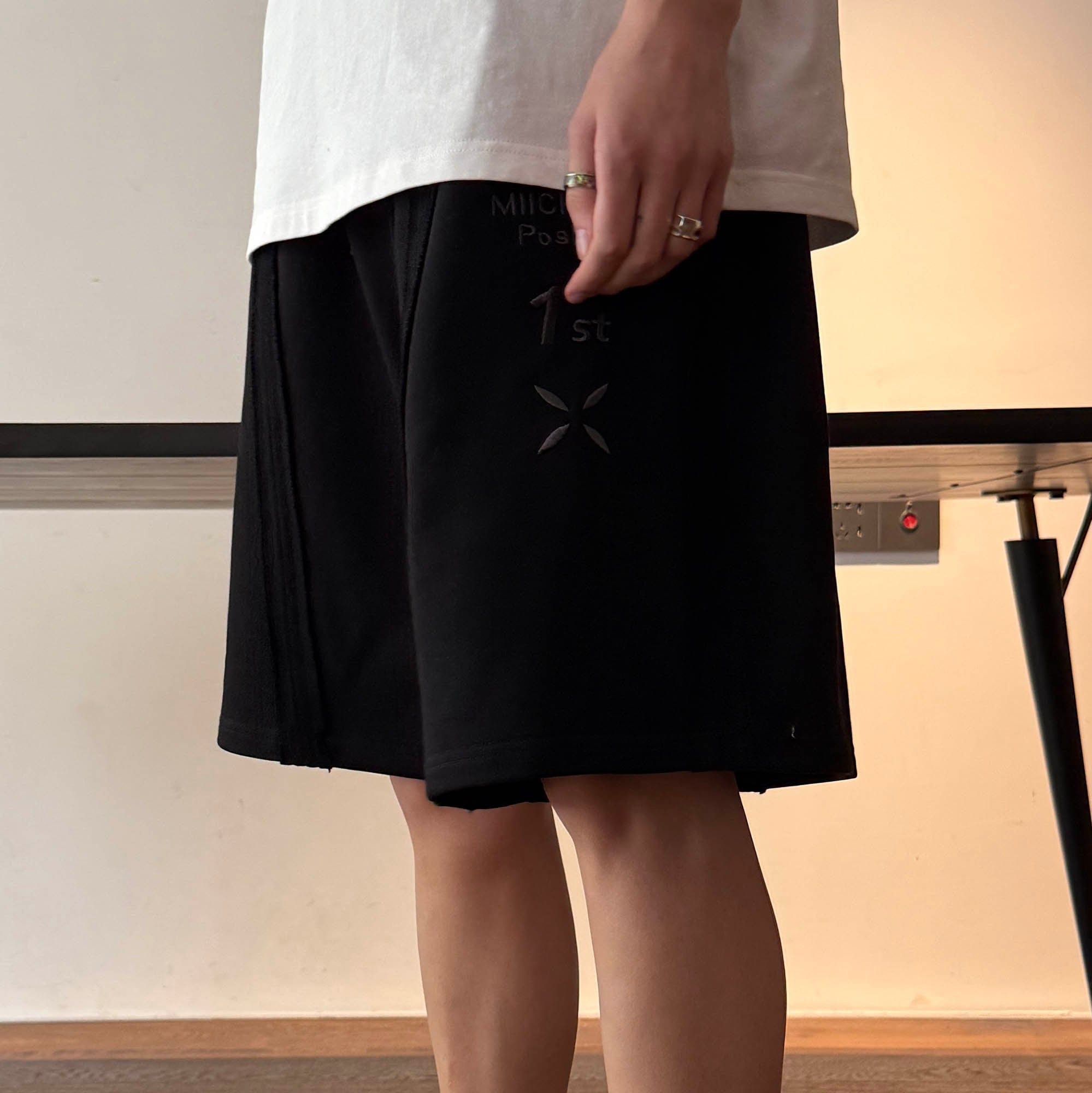 MIICHOUS Frayed Spliced Elastic Shorts, premium urban and streetwear designers apparel on PROJECTISR.com, Miichous