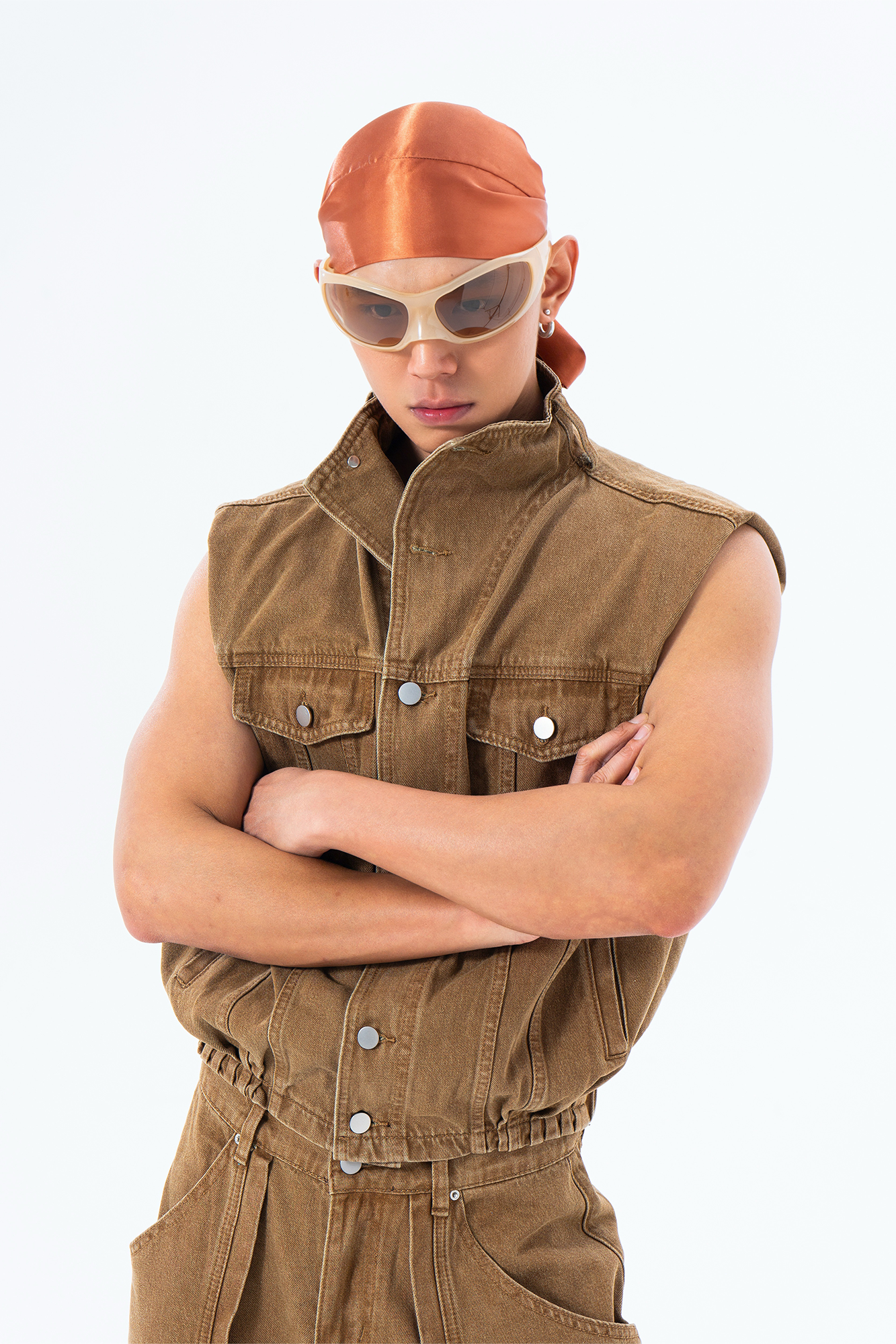 CLP Retro Stand Collar Denim Vest