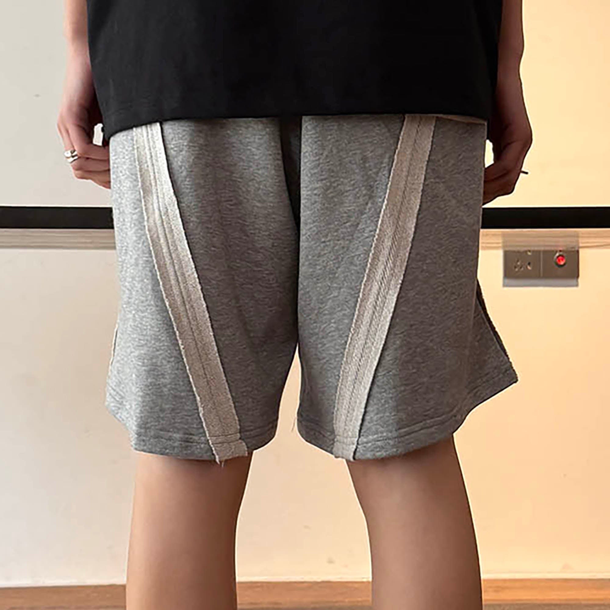 MIICHOUS Frayed Spliced Elastic Shorts, premium urban and streetwear designers apparel on PROJECTISR.com, Miichous