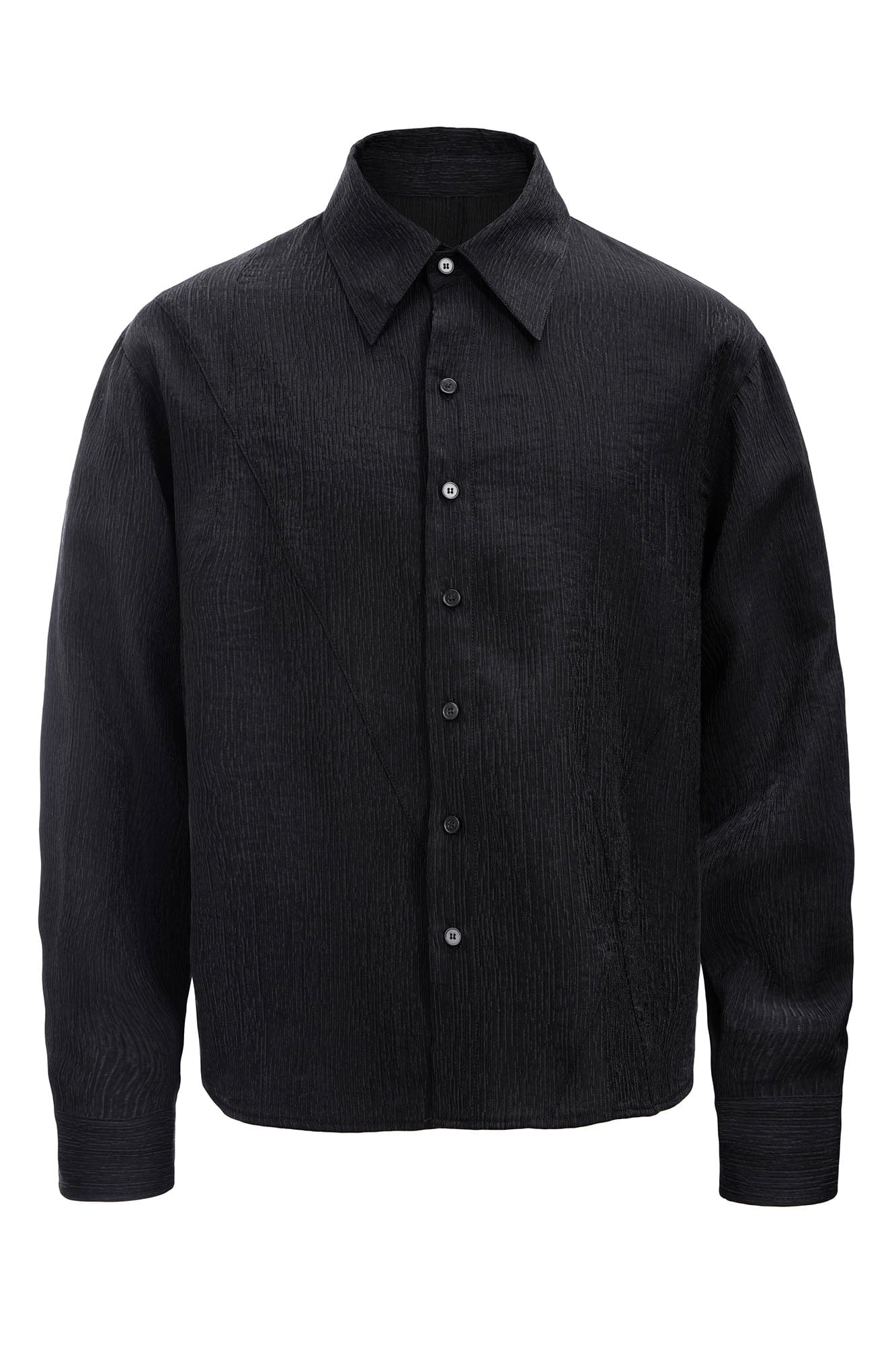 CATSSTAC Crinkled Asymmetrical Paneled Shirt, premium urban and streetwear designers apparel on PROJECTISR.com, CATSSTAC