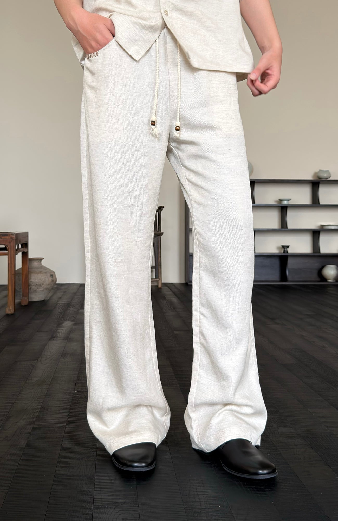 KREATE Stitched Drawstring Straight-Leg Trousers, premium urban and streetwear designers apparel on PROJECTISR.com, KREATE