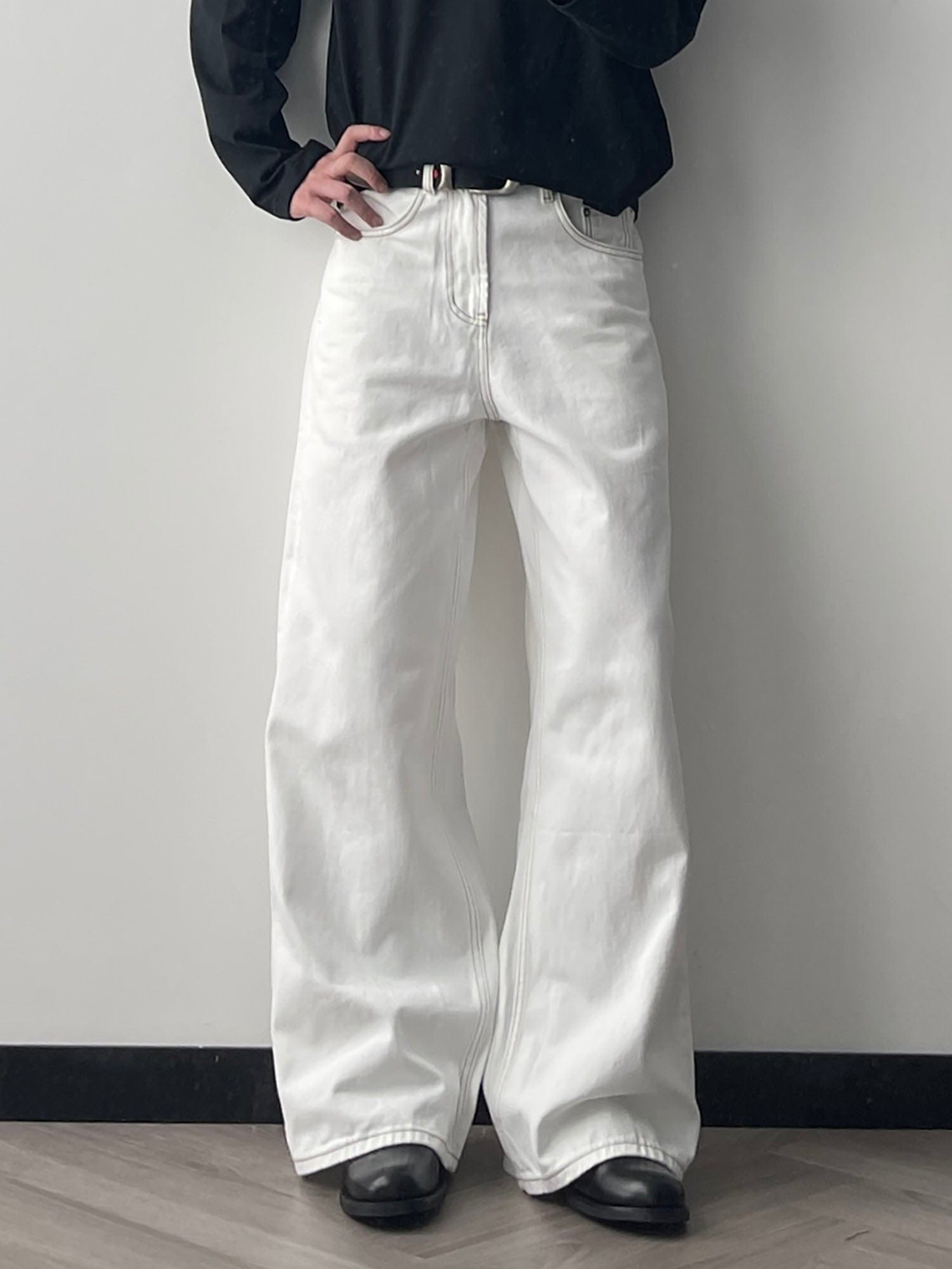 OKAYTHXBYE Minimalist Washed Wide-Leg Jeans