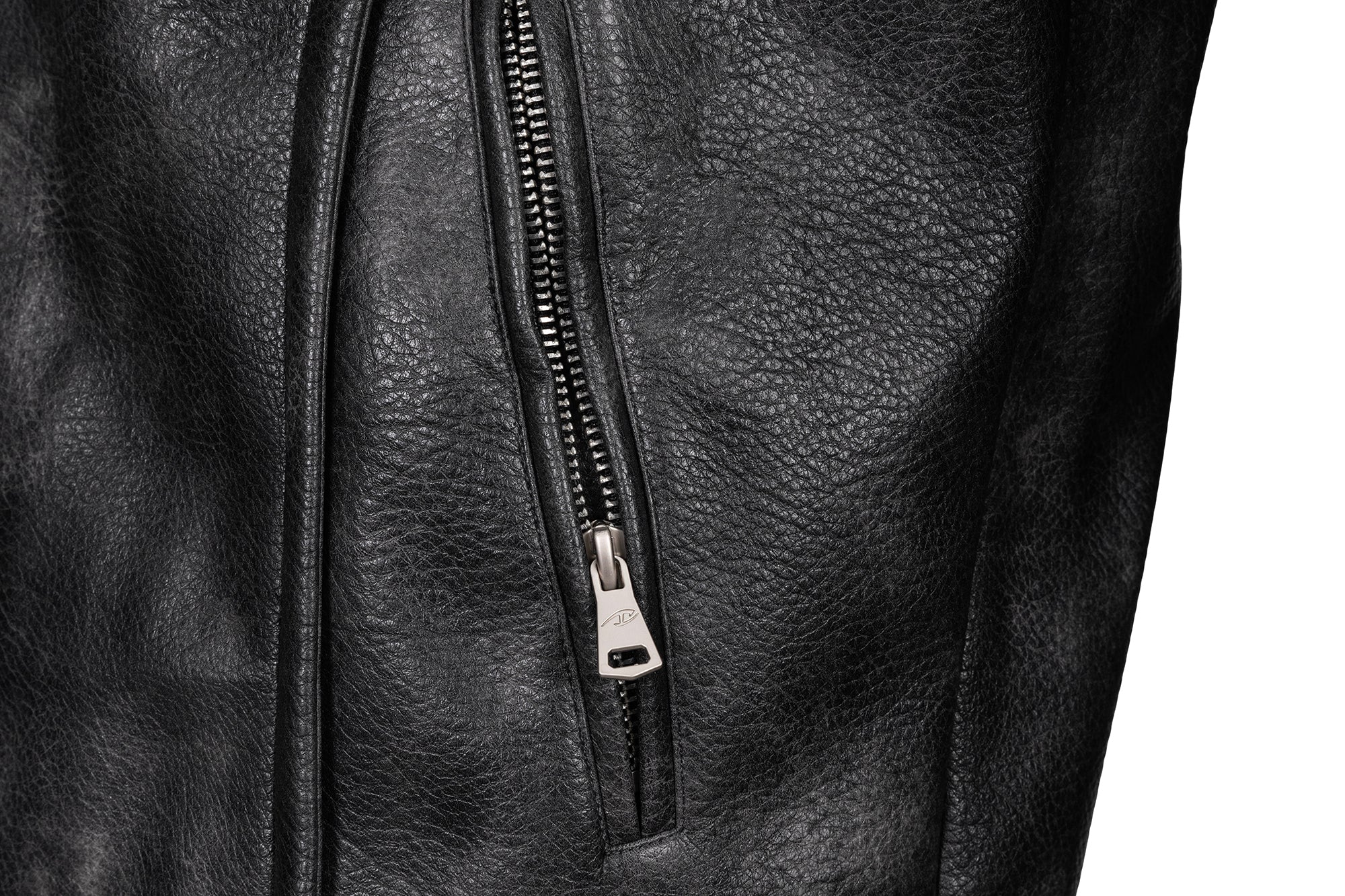 CATSSTAC Pebbled Faux Leather Multi-Zipper Biker Jacket