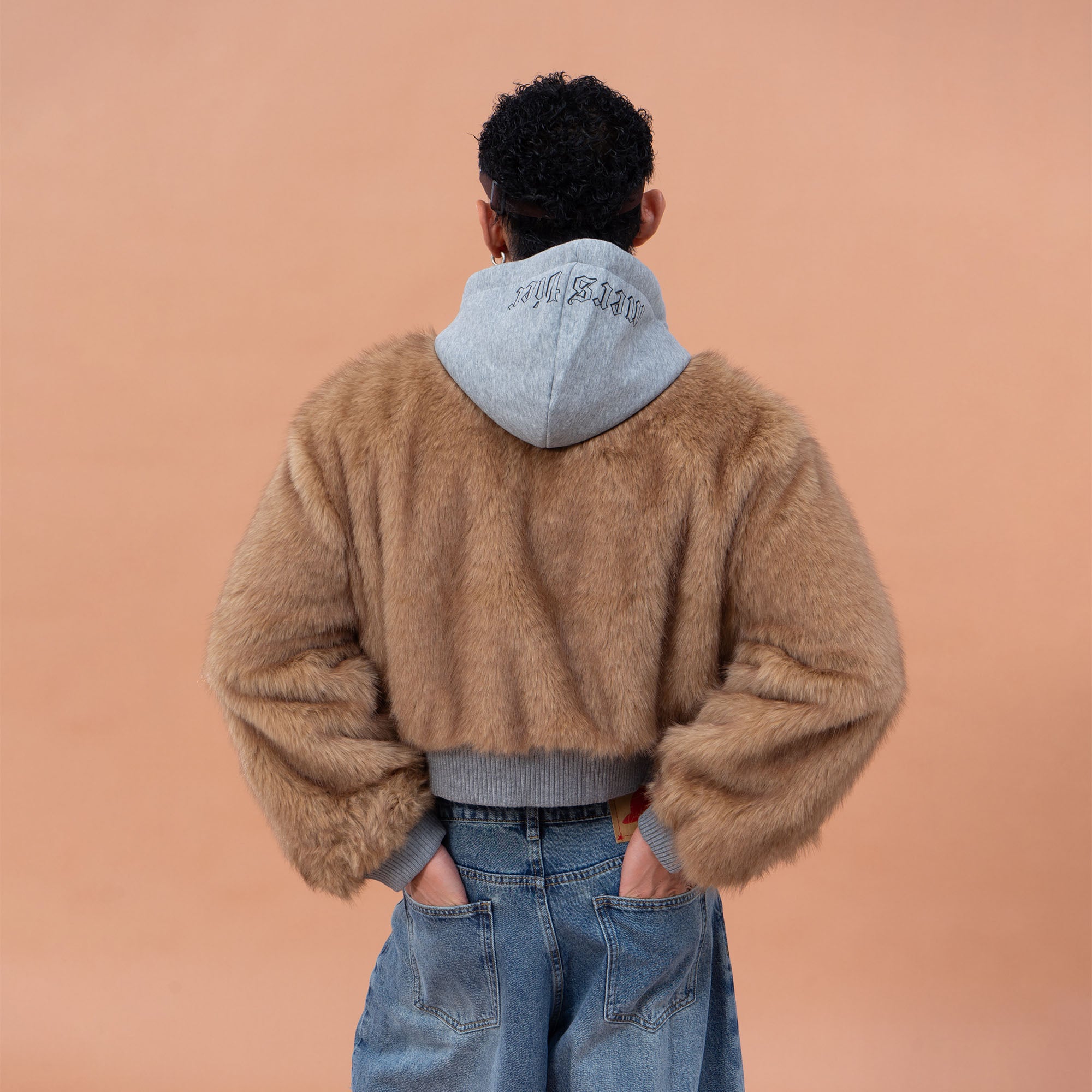 CLP Faux Fur Cropped Hooded Jacket