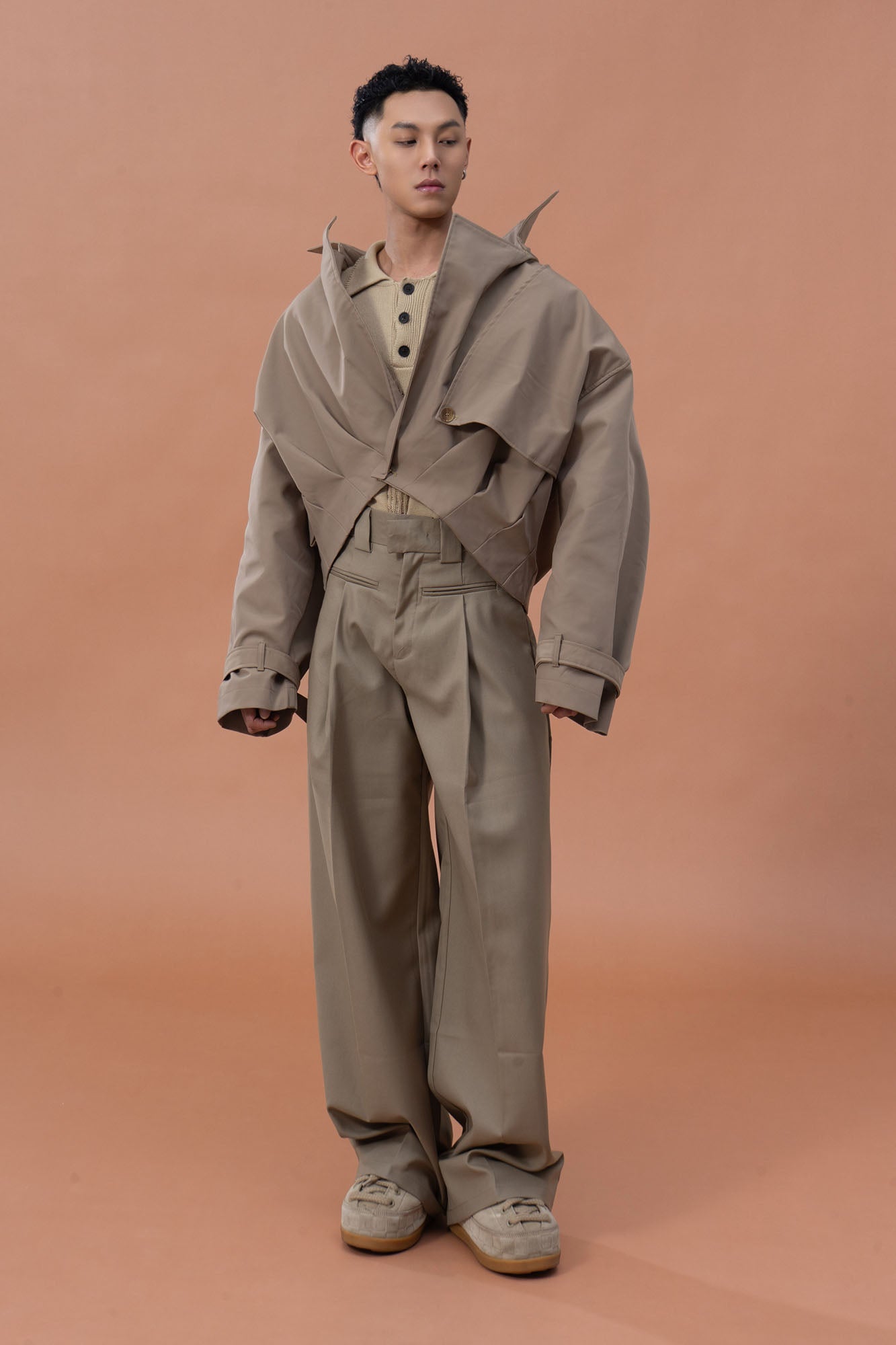 CLP Architectural Cropped Trench Jacket