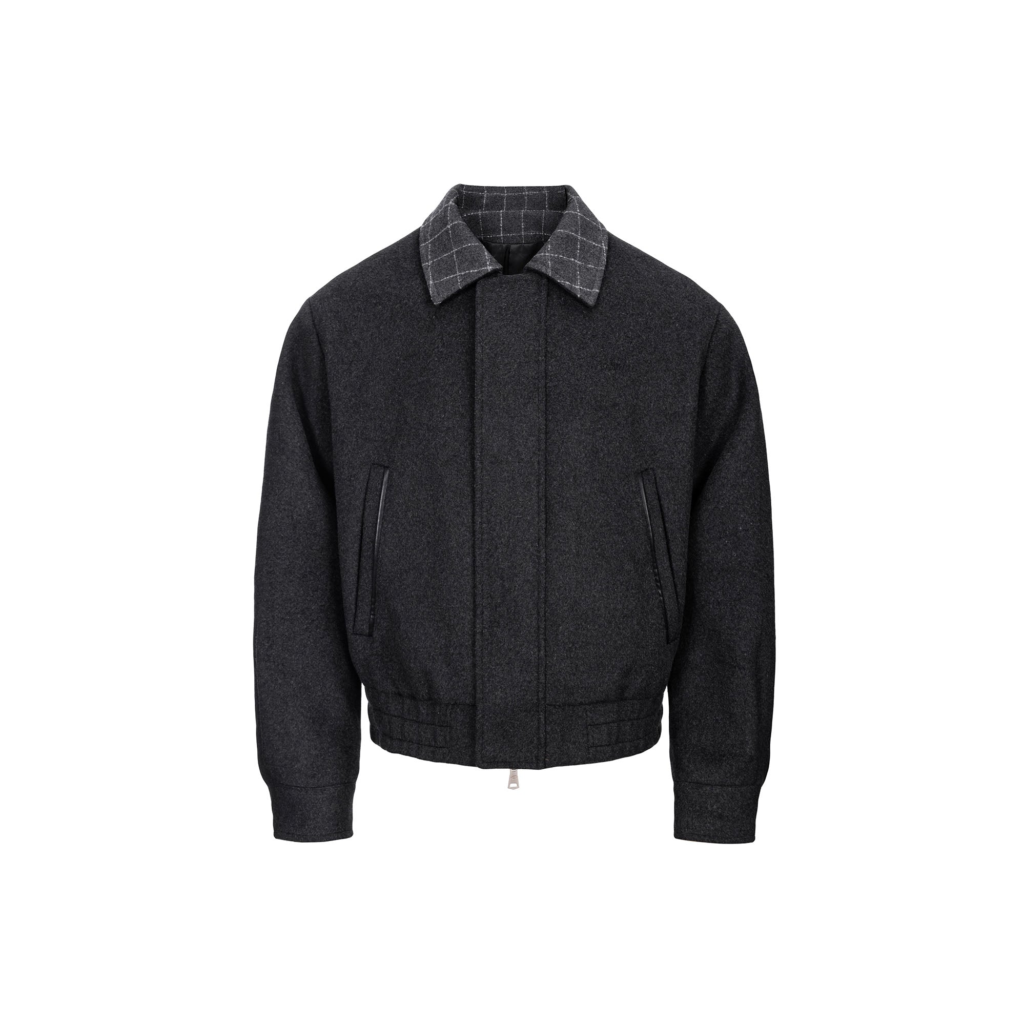 CATSSTAC Wool-Blend Plaid-Collar Bomber Jacket