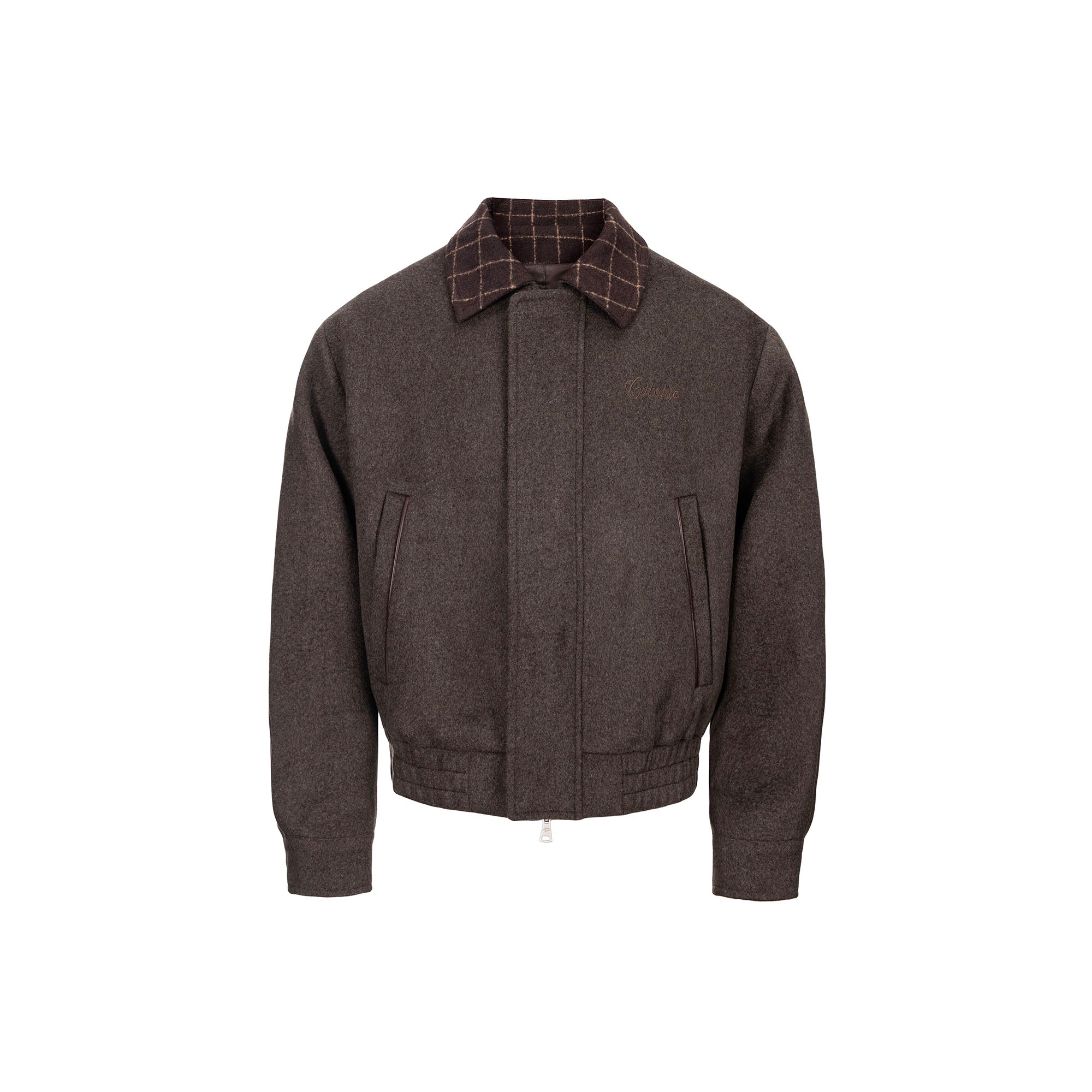 CATSSTAC Wool-Blend Plaid-Collar Bomber Jacket