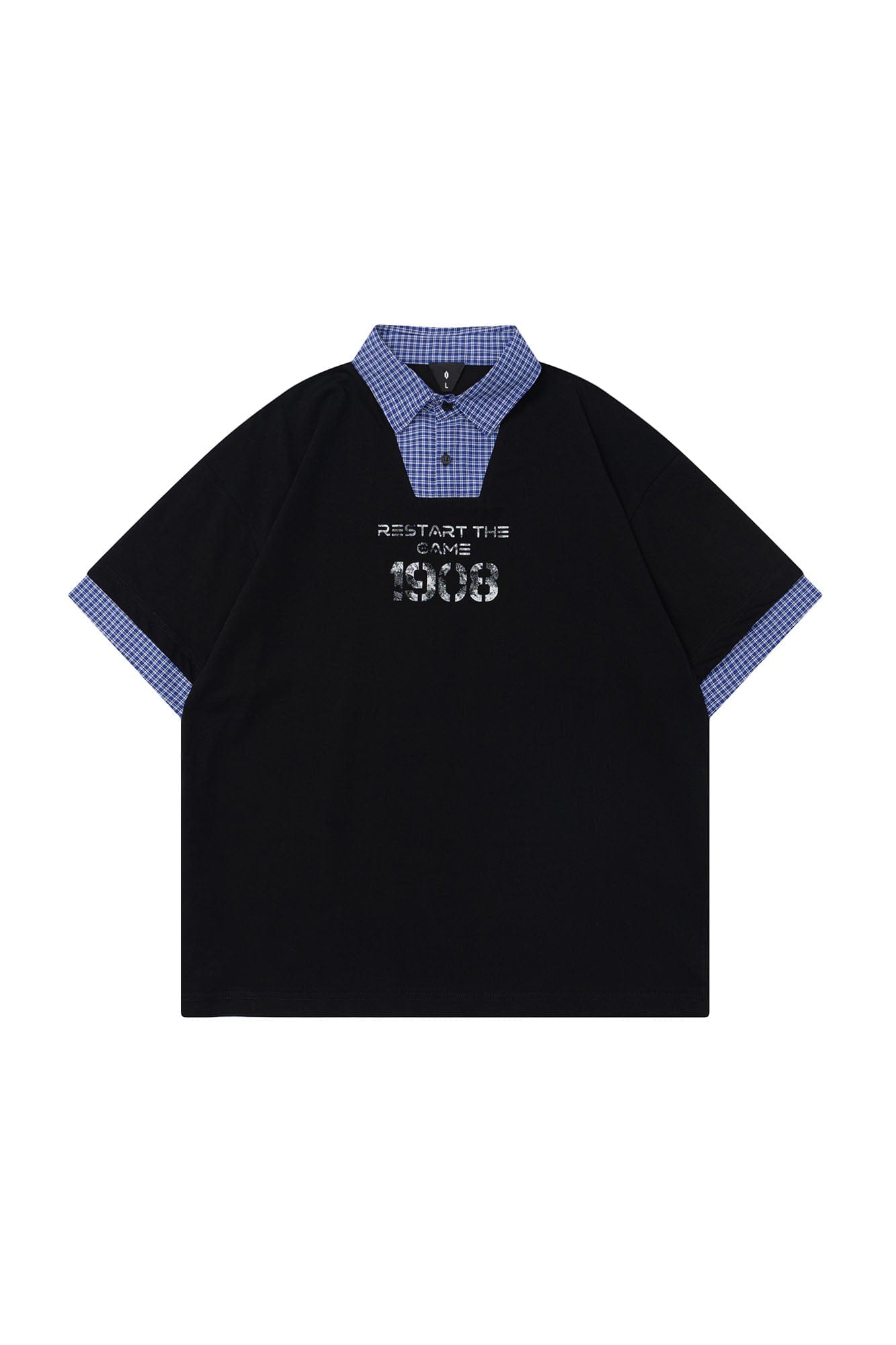 OVDY Layered Plaid Panel Mock Shirt T-Shirt, premium urban and streetwear designers apparel on PROJECTISR.com, OVDY