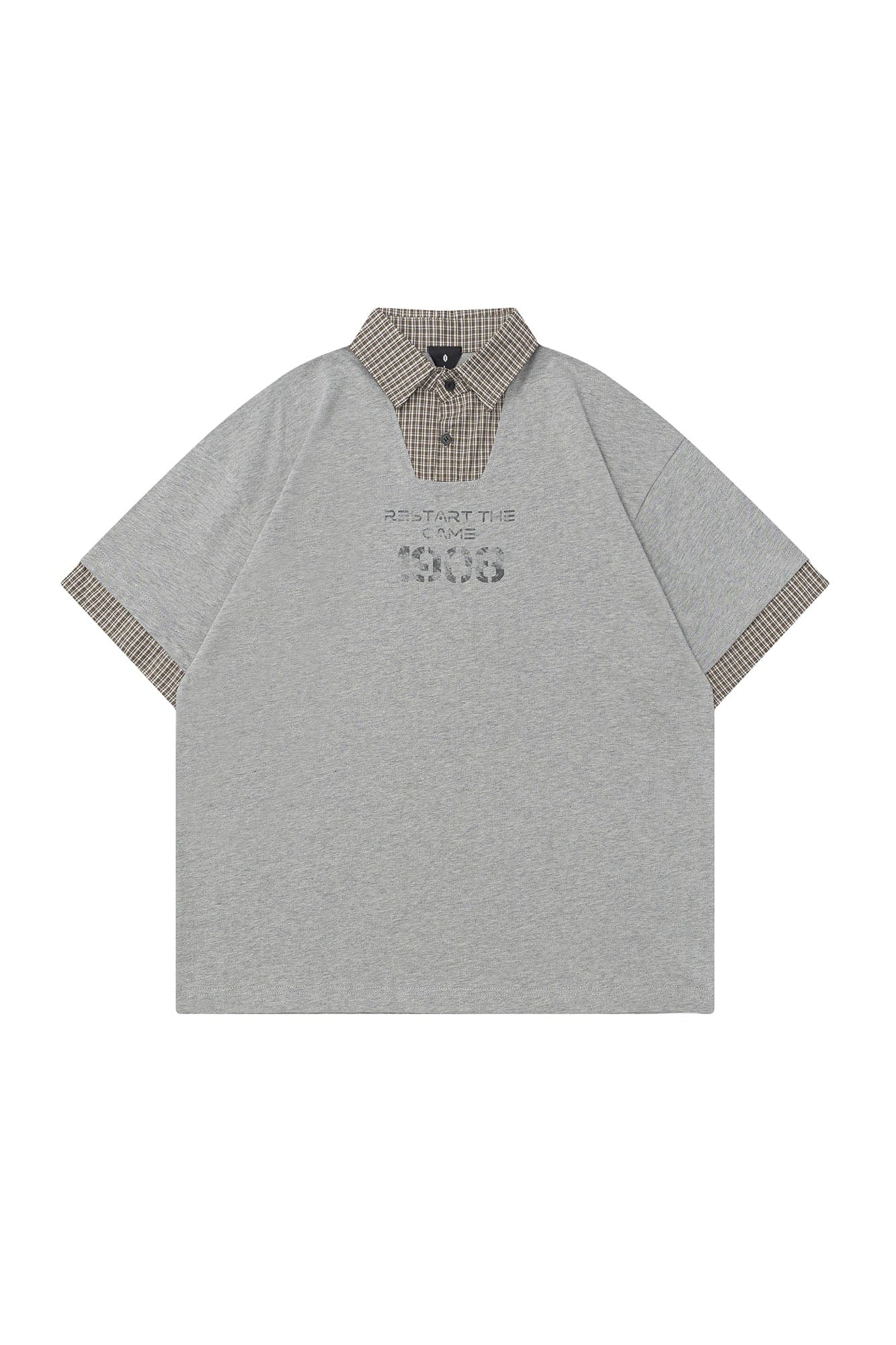 OVDY Layered Plaid Panel Mock Shirt T-Shirt, premium urban and streetwear designers apparel on PROJECTISR.com, OVDY