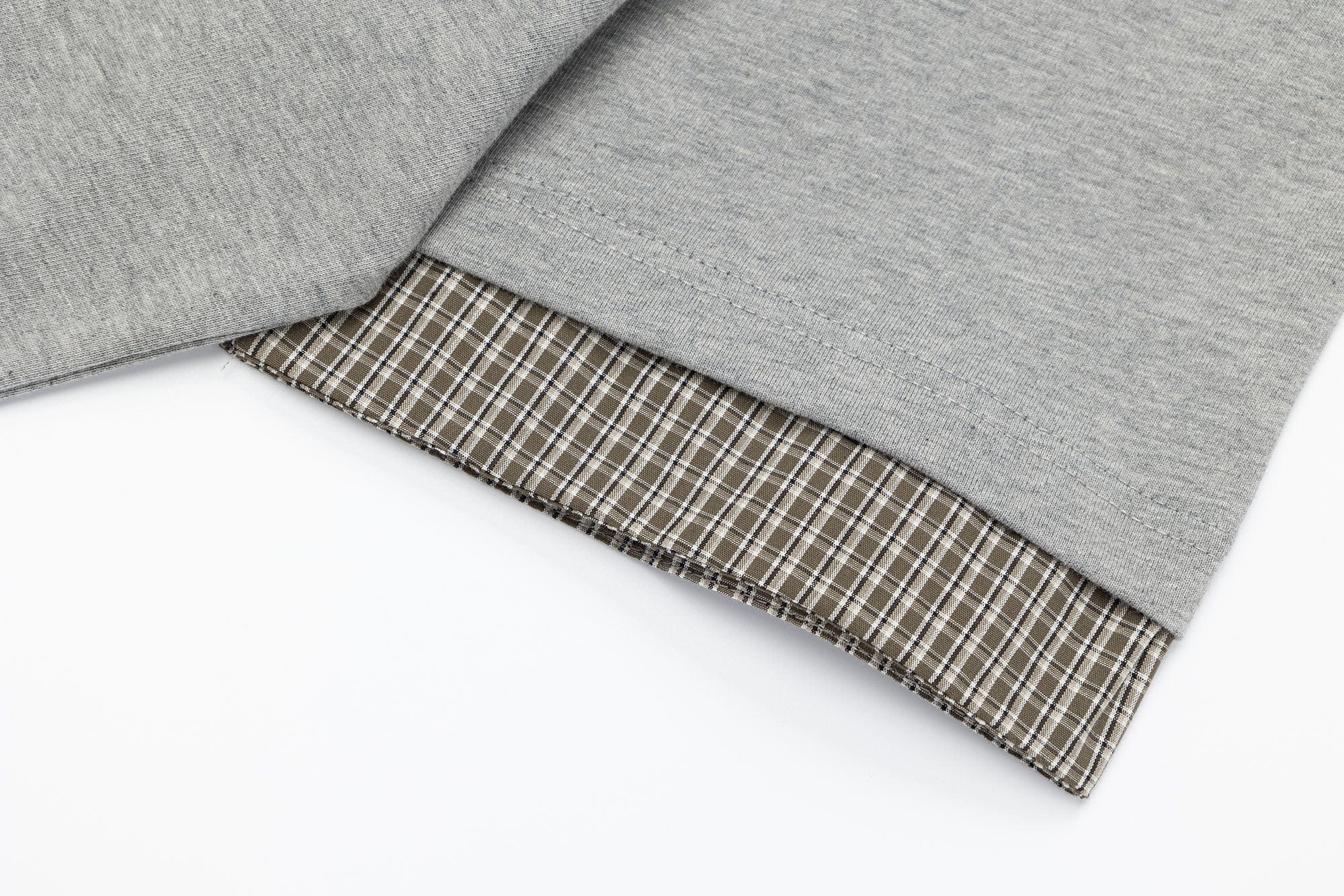 OVDY Layered Plaid Panel Mock Shirt T-Shirt, premium urban and streetwear designers apparel on PROJECTISR.com, OVDY