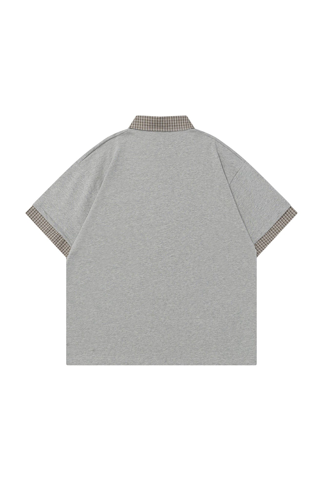 OVDY Layered Plaid Panel Mock Shirt T-Shirt, premium urban and streetwear designers apparel on PROJECTISR.com, OVDY