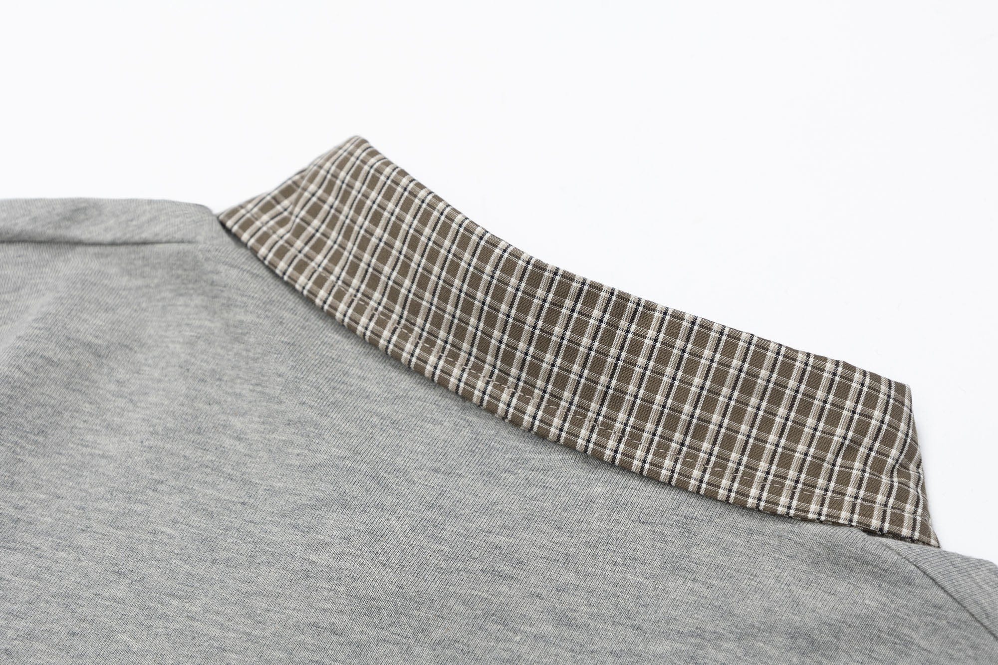 OVDY Layered Plaid Panel Mock Shirt T-Shirt, premium urban and streetwear designers apparel on PROJECTISR.com, OVDY