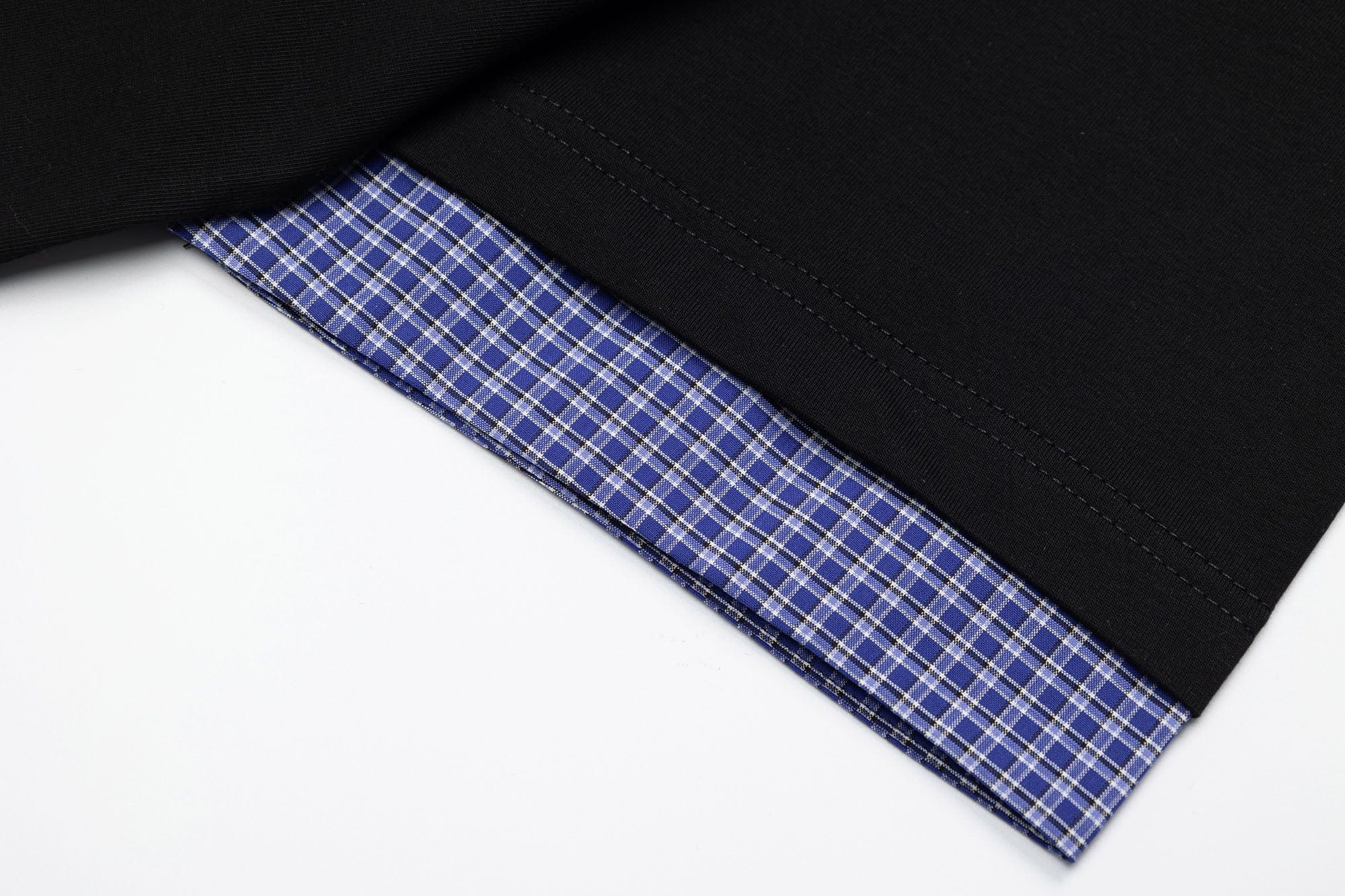 OVDY Layered Plaid Panel Mock Shirt T-Shirt, premium urban and streetwear designers apparel on PROJECTISR.com, OVDY