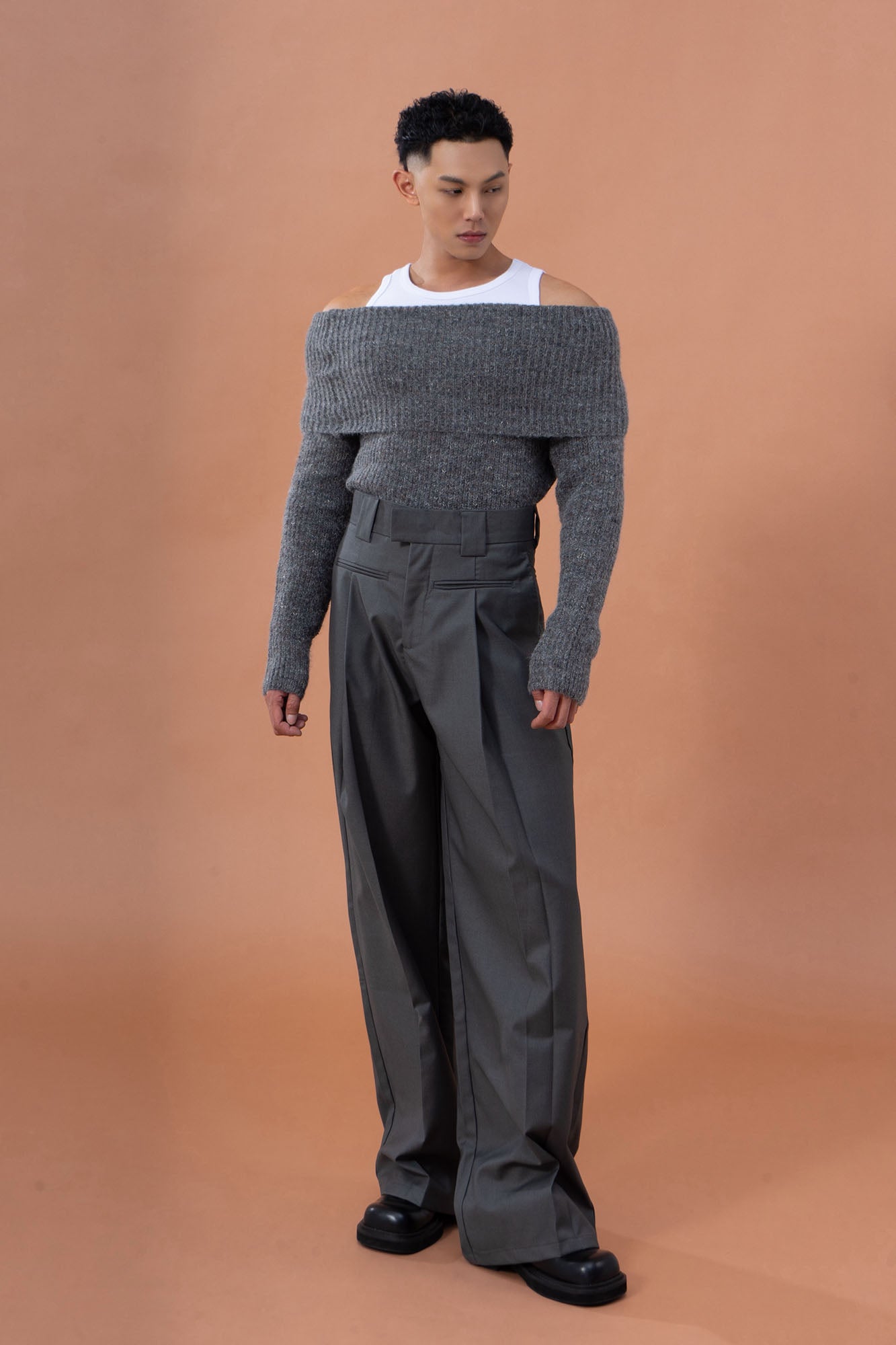 CLP Off-Shoulder Foldover Sweater