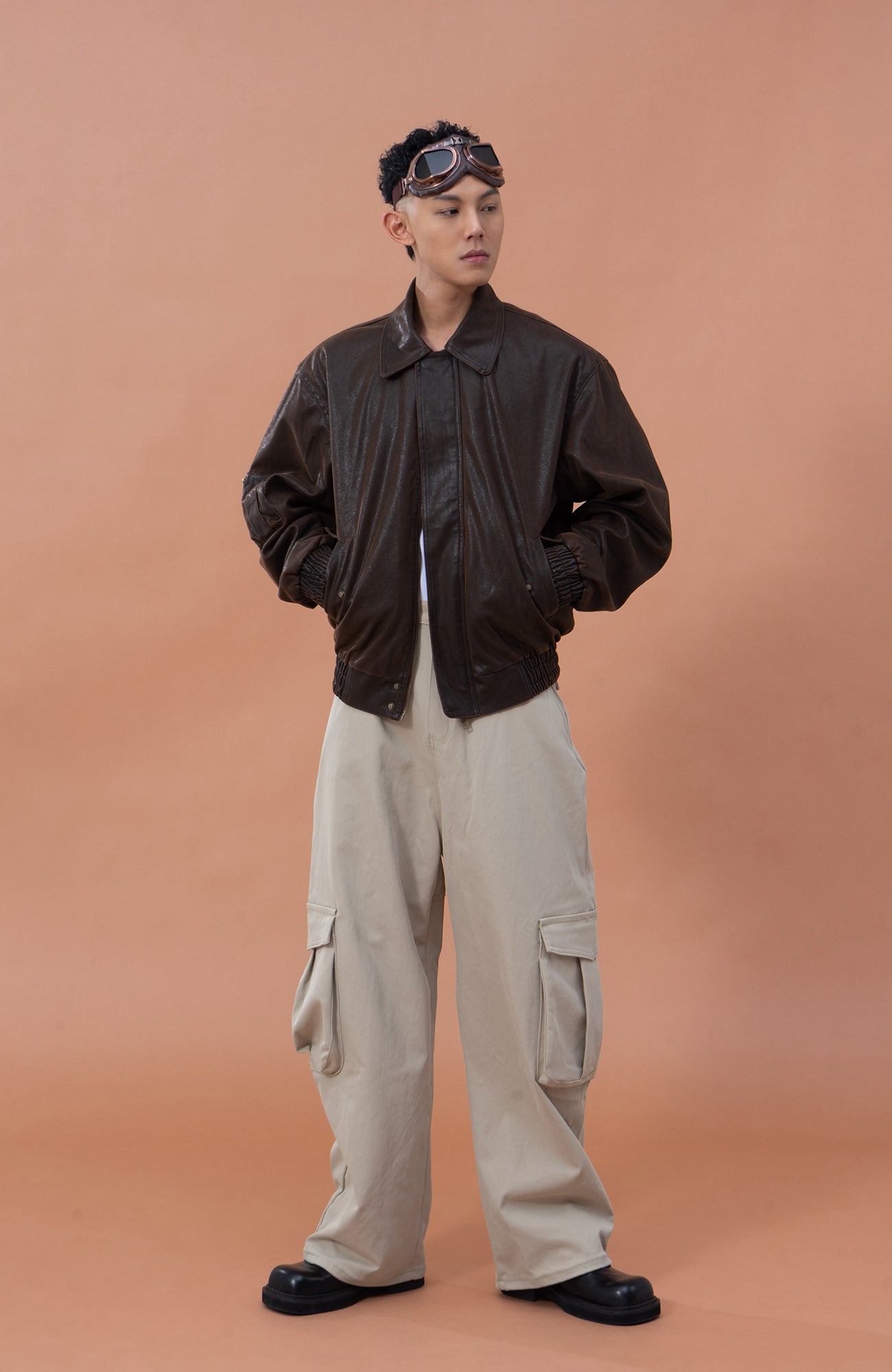 CLP Distressed Faux Leather Aviator Jacket, premium urban and streetwear designers apparel on PROJECTISR.com, CLP