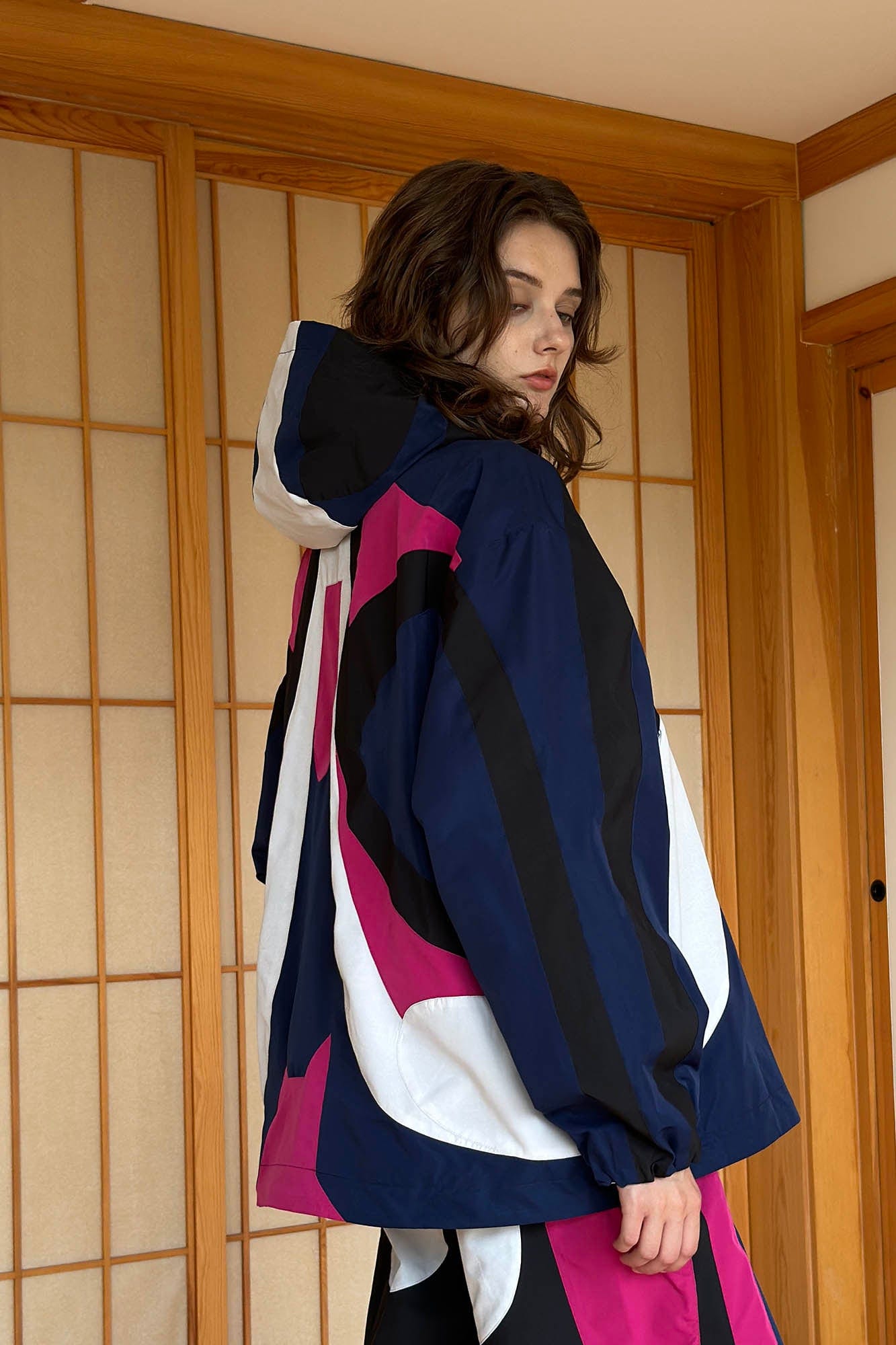 MIICHOUS EVA Tangram Spliced Hooded Windbreaker, premium urban and streetwear designers apparel on PROJECTISR.com, Miichous