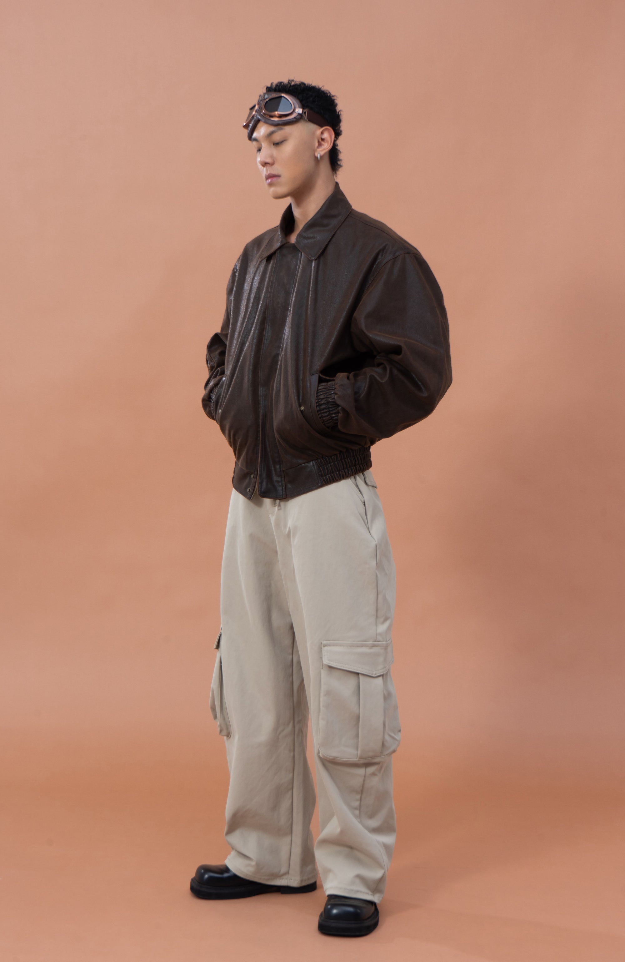 CLP Distressed Faux Leather Aviator Jacket, premium urban and streetwear designers apparel on PROJECTISR.com, CLP