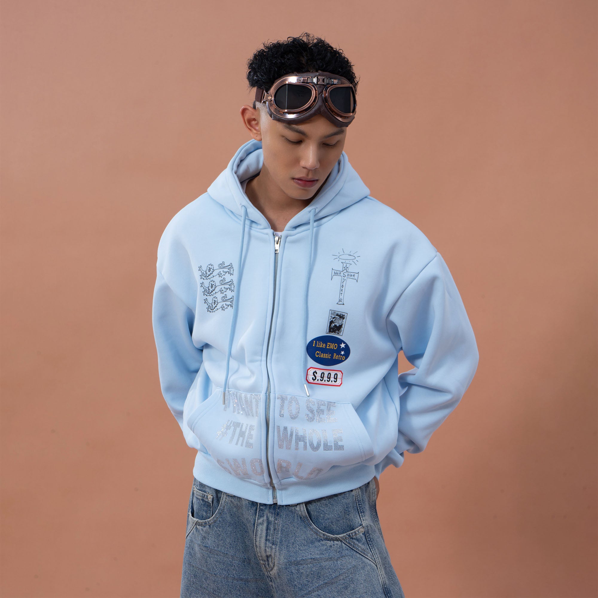 CLP Badge Patch Cropped Zip-Up Hoodie