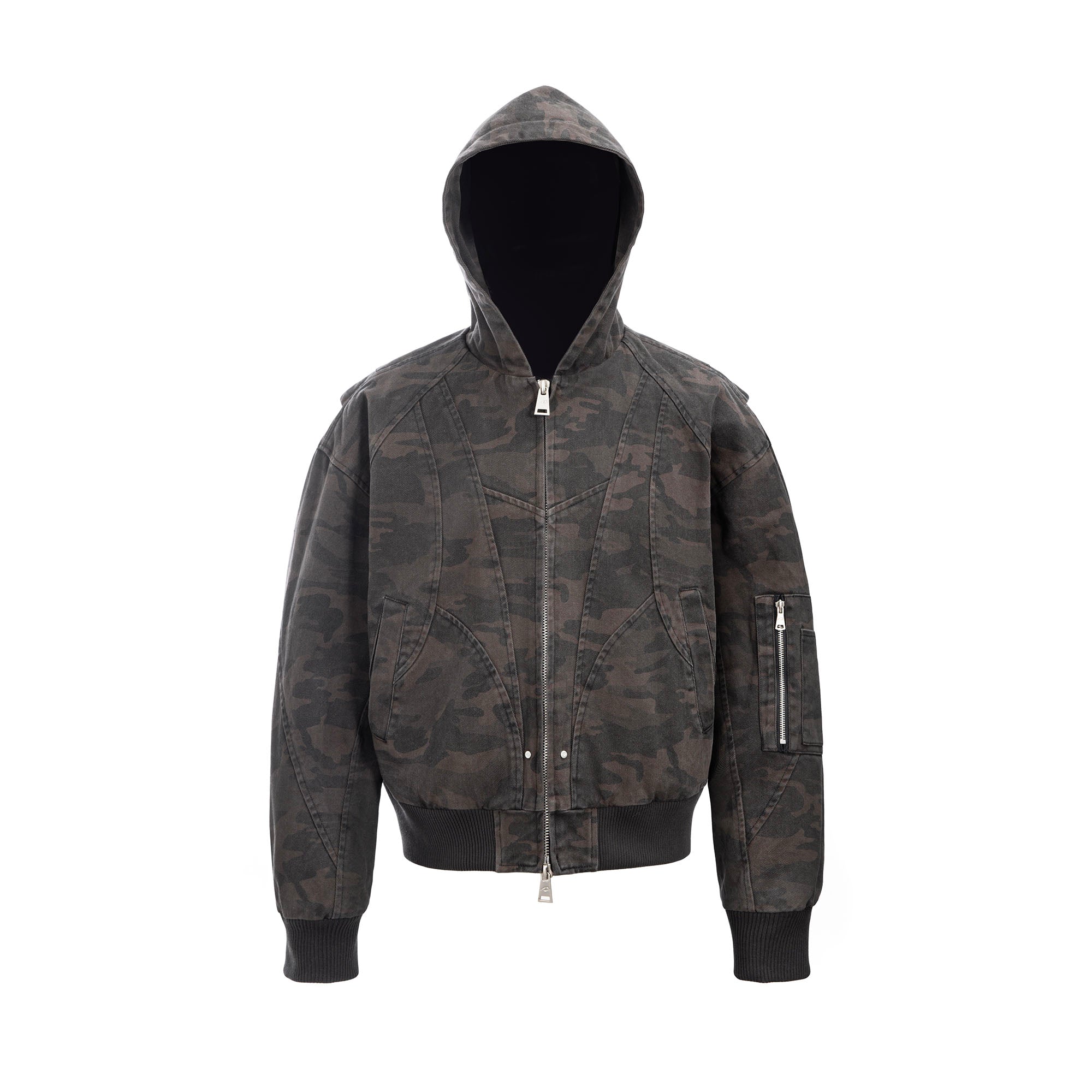 CATSSTAC Deconstructed Paneled Washed Hooded Jacket, premium urban and streetwear designers apparel on PROJECTISR.com, CATSSTAC