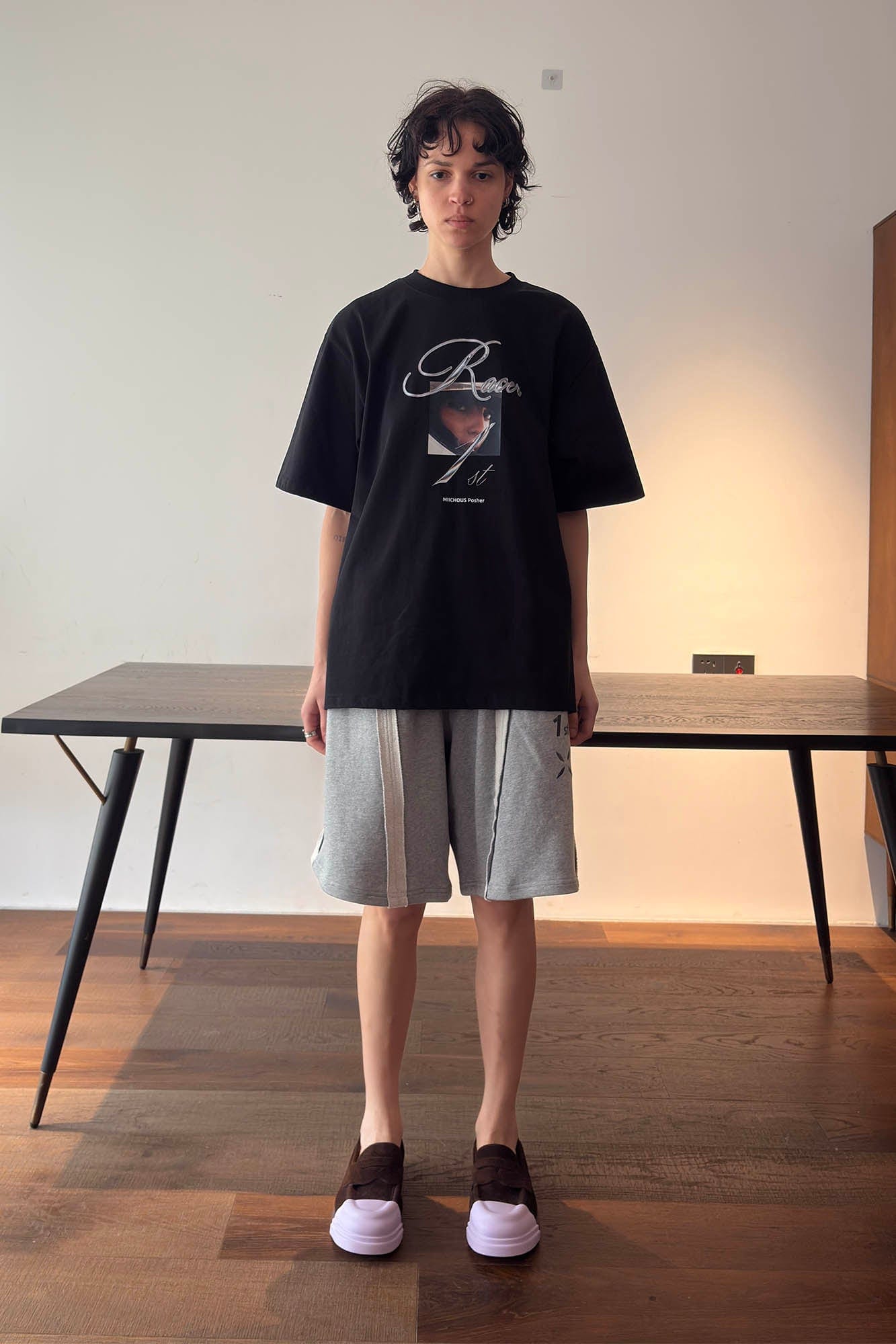 MIICHOUS Frayed Spliced Elastic Shorts, premium urban and streetwear designers apparel on PROJECTISR.com, Miichous