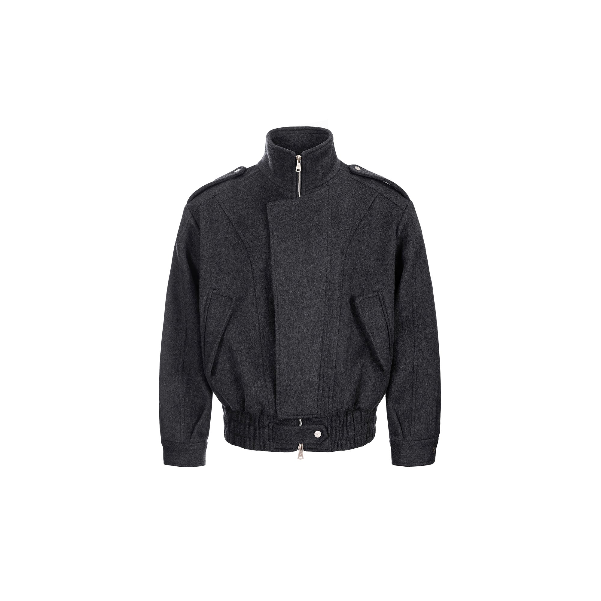 CATSSTAC Asymmetric Placket Flap Pockets Jacket